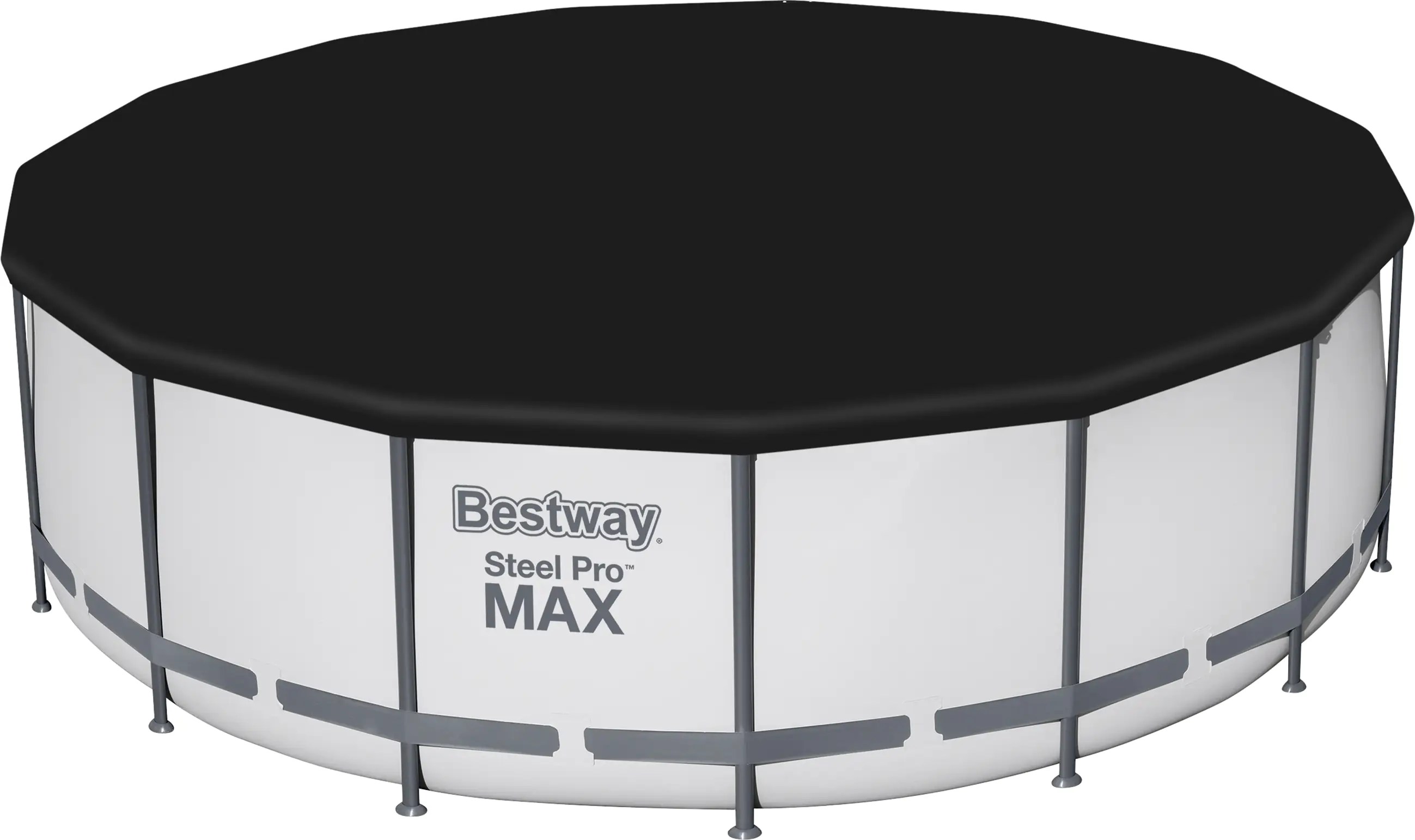 Bestway Steel Pro MAX Frame Pool Komplett-Set mit Filterpumpe Ø 457 x 122 cm, lichtgrau, rund