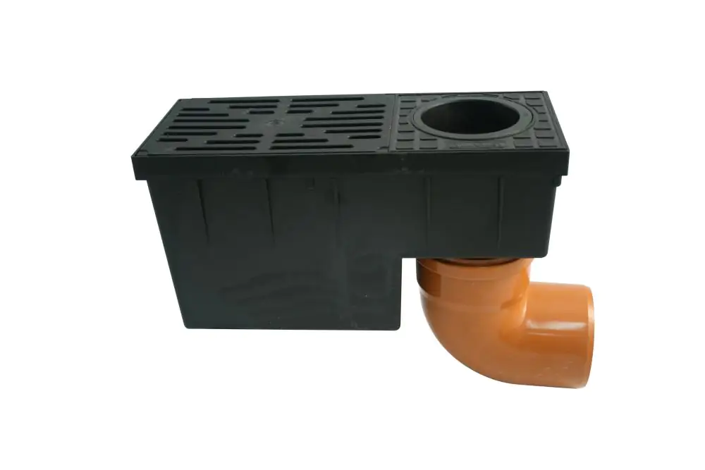 Marley Regensinkkasten mit Laubfangkorb mit Laubfangkorb, für Fallrohr 75-110, schwarz