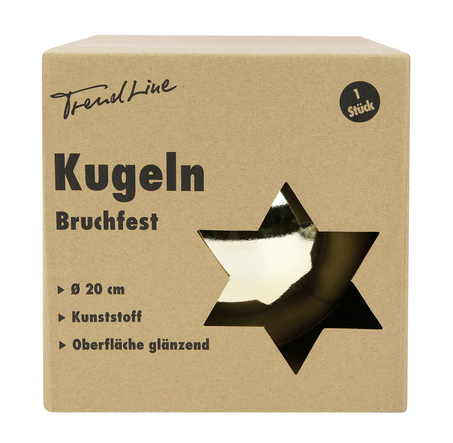 TrendLine Weihnachtskugel bruchfest, langlebig Ø 20 cm gold 1 Stück