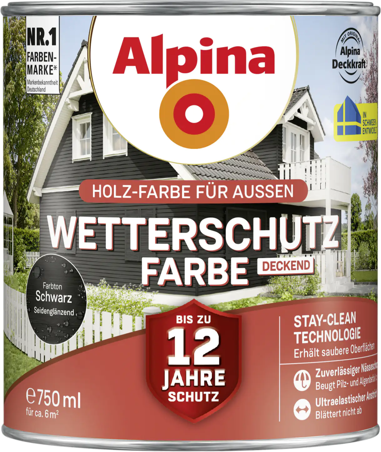 Alpina Wetterschutzfarbe 0,75 L schwarz