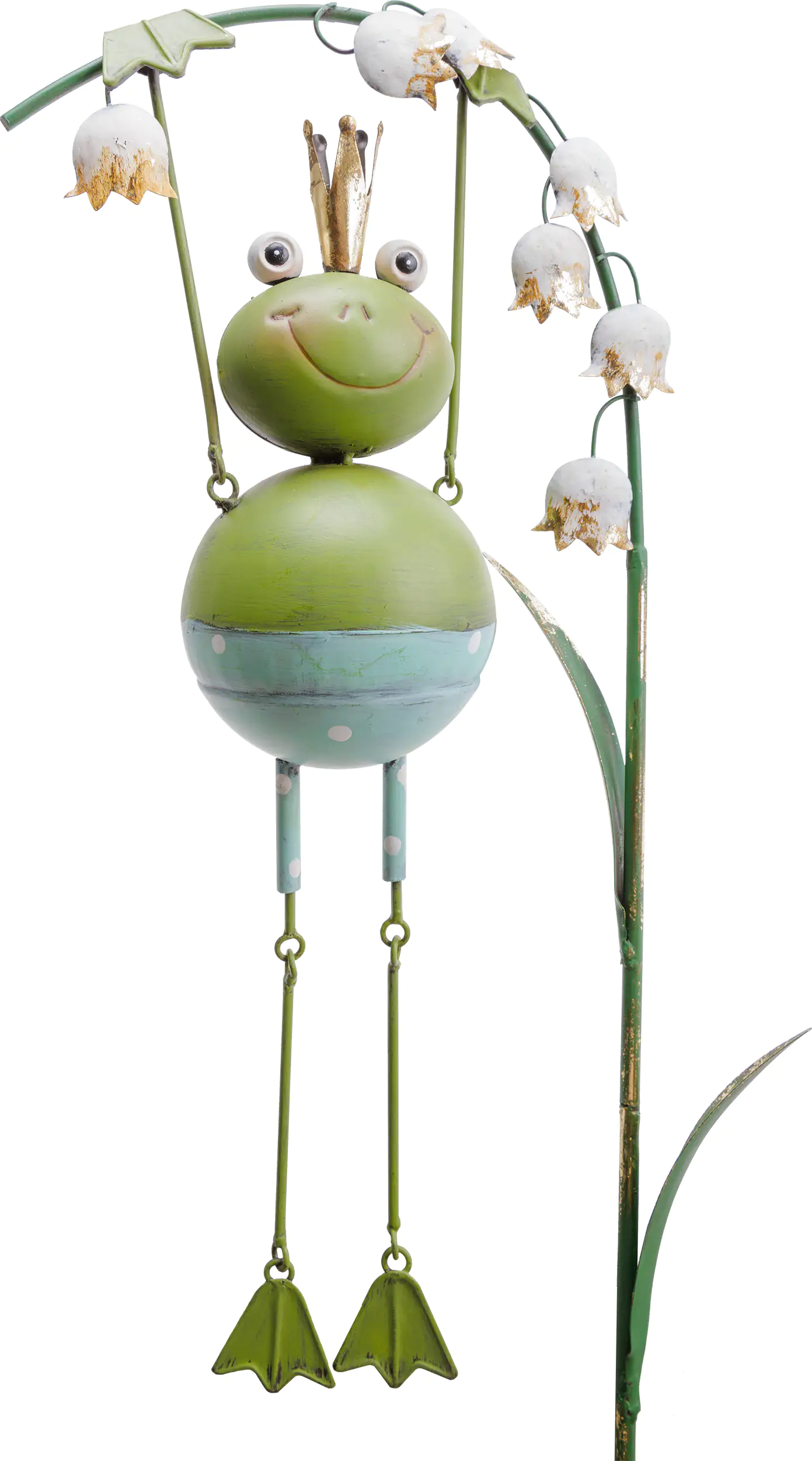 TrendLine Gartenstecker Frosch aus Metall 79 x 25 cm grün weiß