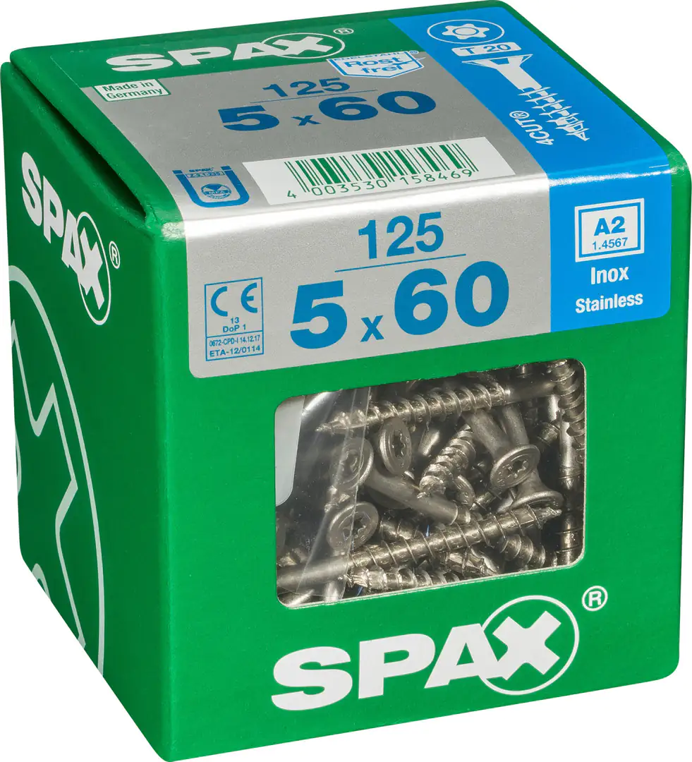 Spax Universalschrauben 5.0 x 60 mm TX 20 - 125 Stück Edelstahl