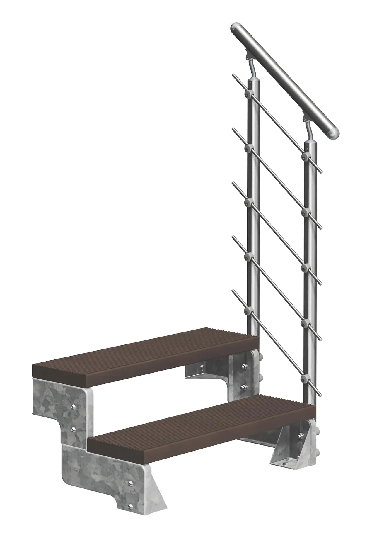 Dolle Außentreppe Gardentop mit Edelstahl-Geländer Breite 100 cm Trimax braun