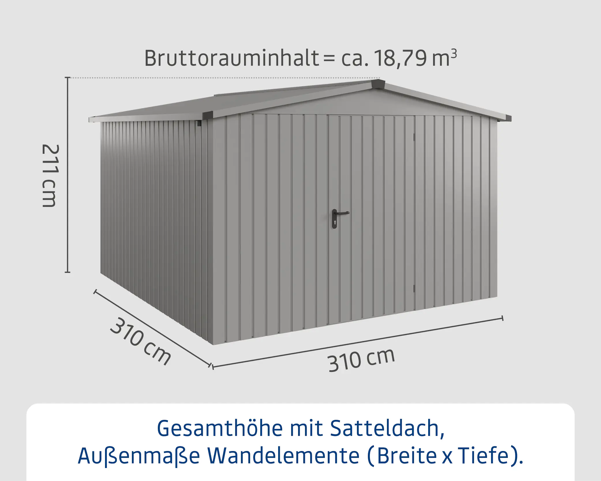 EcoStar Metallgerätehaus Euroline ESD14 graualuminium 310 x 310 cm 1-flg.
