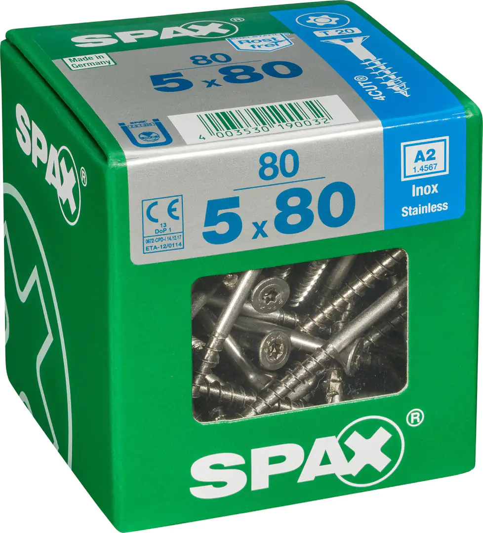 Spax Universalschrauben 5.0 x 80 mm TX 20 - 80 Stück Edelstahl