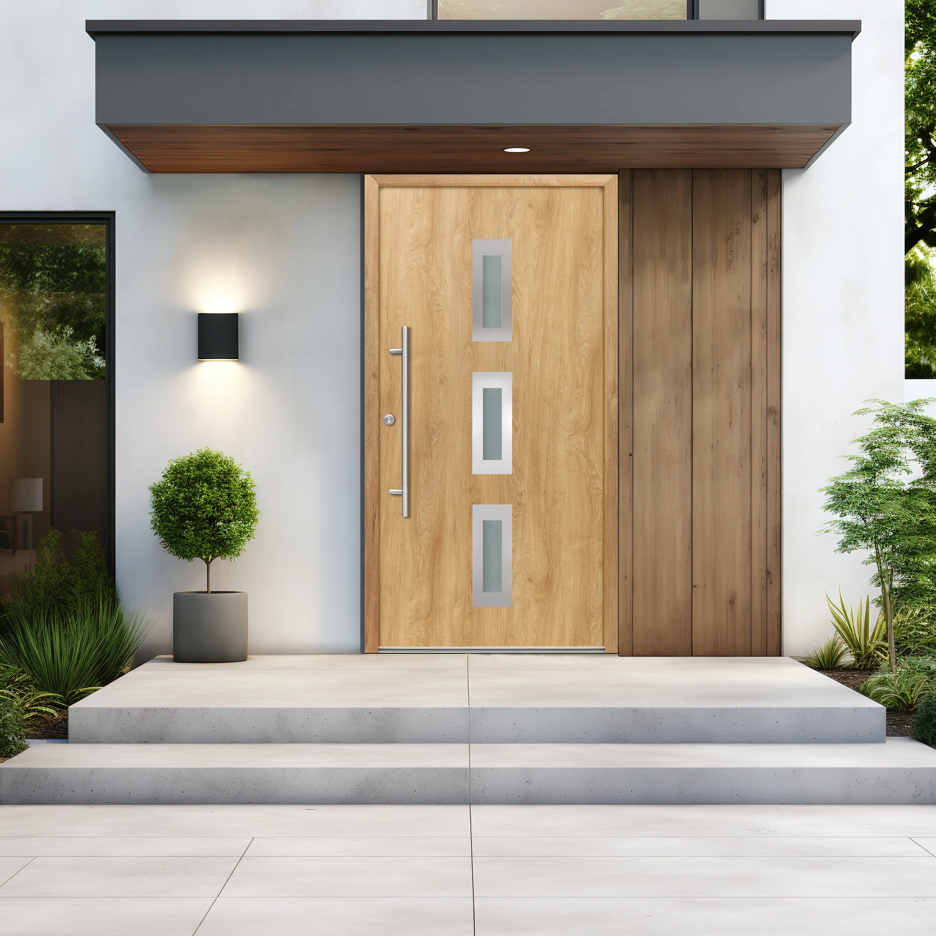 Splendoor Haustür Passivedoor Premium B02 Eiche Natur DIN Links 110 x 210 cm
