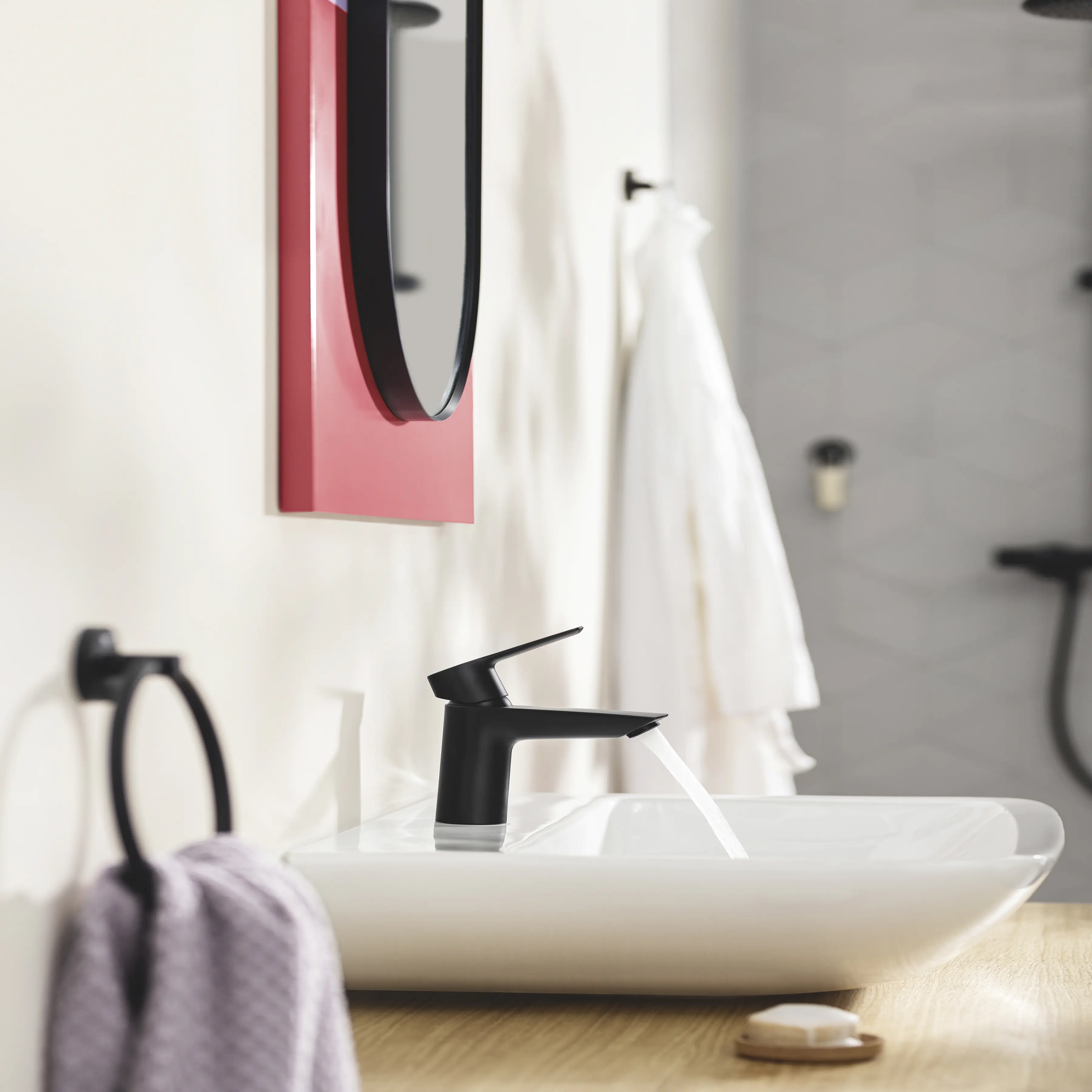 Grohe Start Handtuchring matt black klebbar