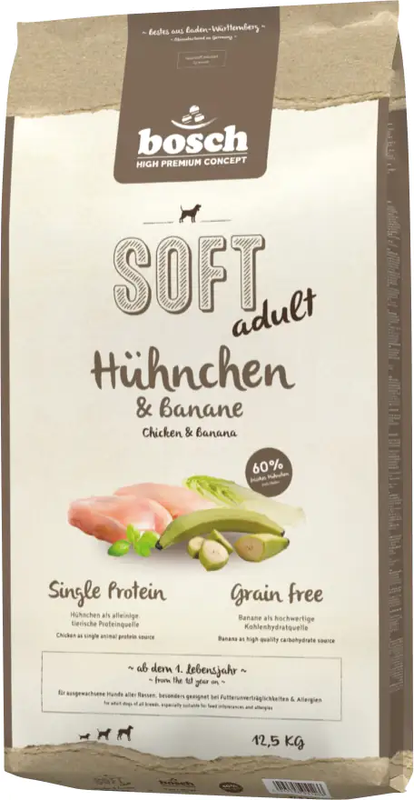 Bosch Hundetrockenfutter Adult Soft 12,5 kg Hühnchen & Banane 