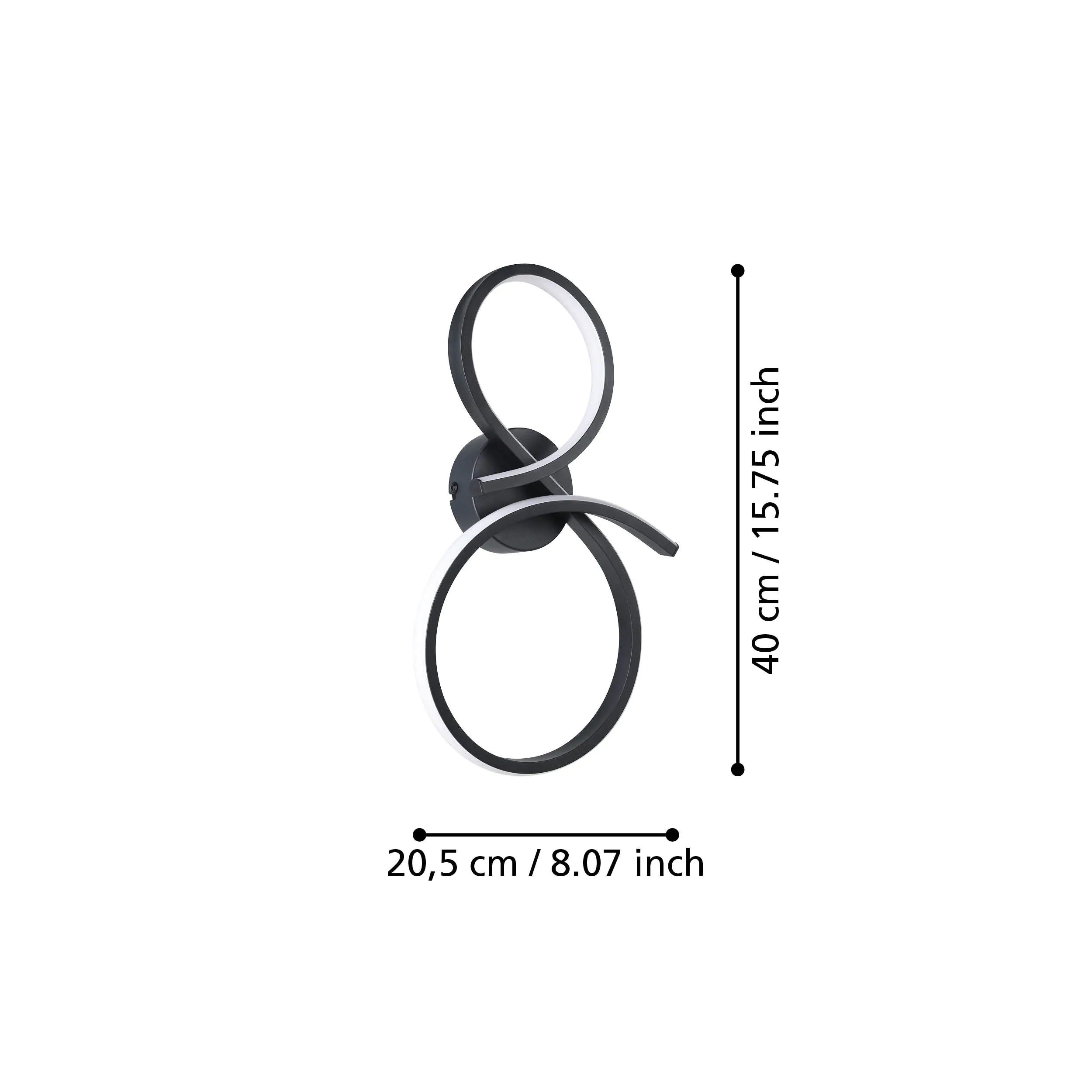 Eglo LED Wandleuchte Serpins schwarz 40 x 20,5 cm