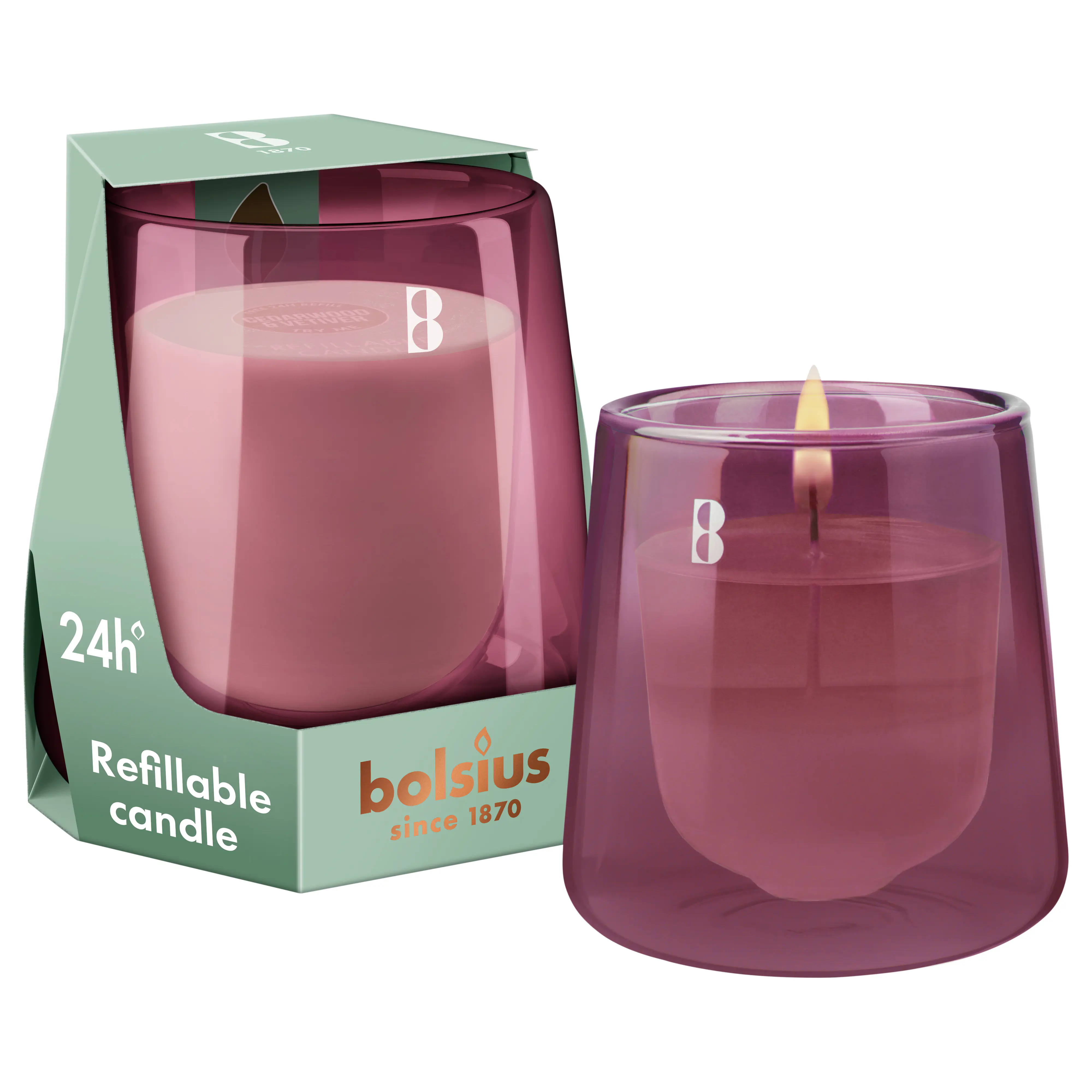 Bolsius Cleanlight Duftglas Starterkit zedernholz & vetiver
