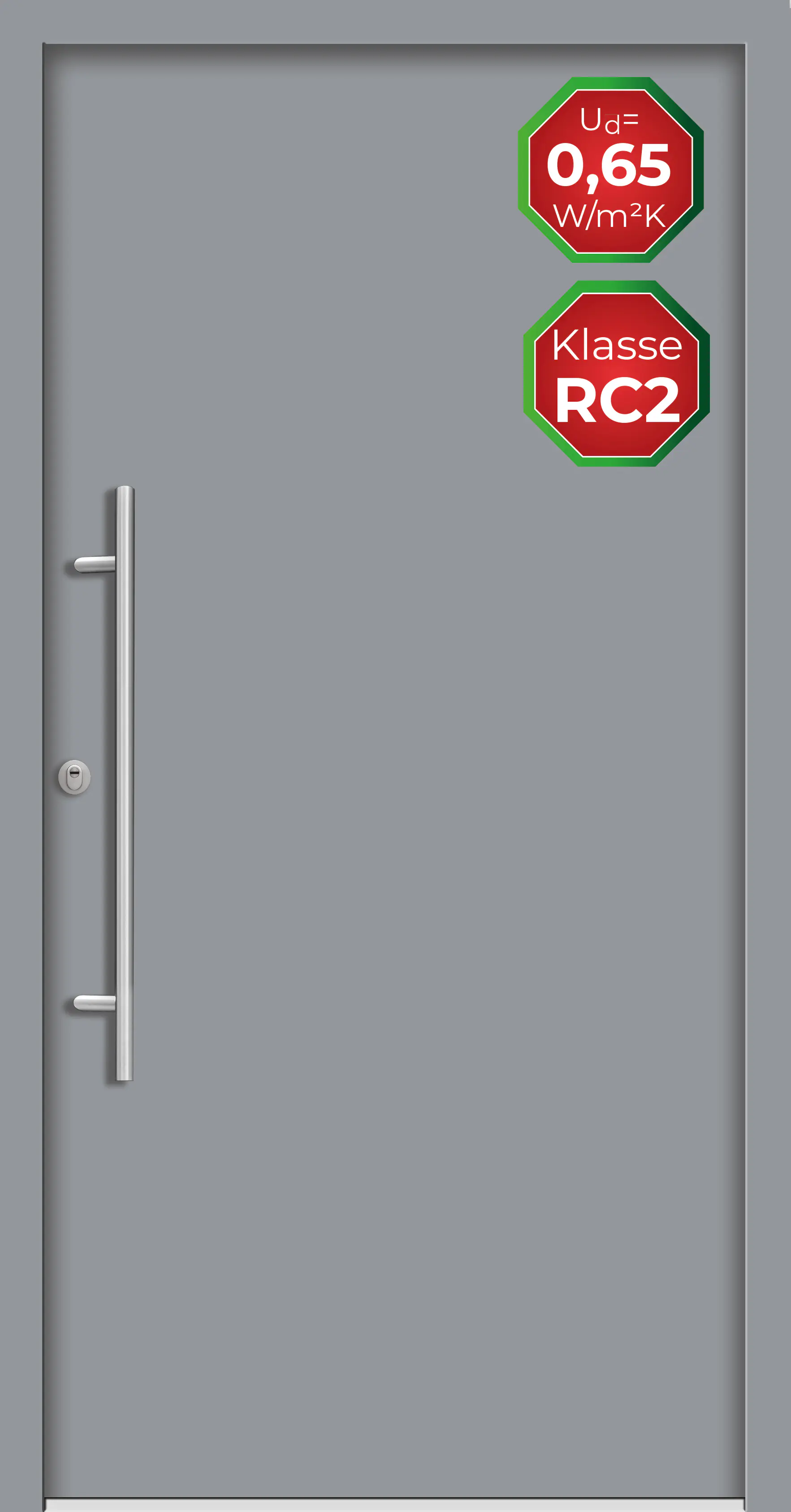 Splendoor Haustür Passivedoor Premium B05 RC2 Grau DIN Links 110 x 210 cm