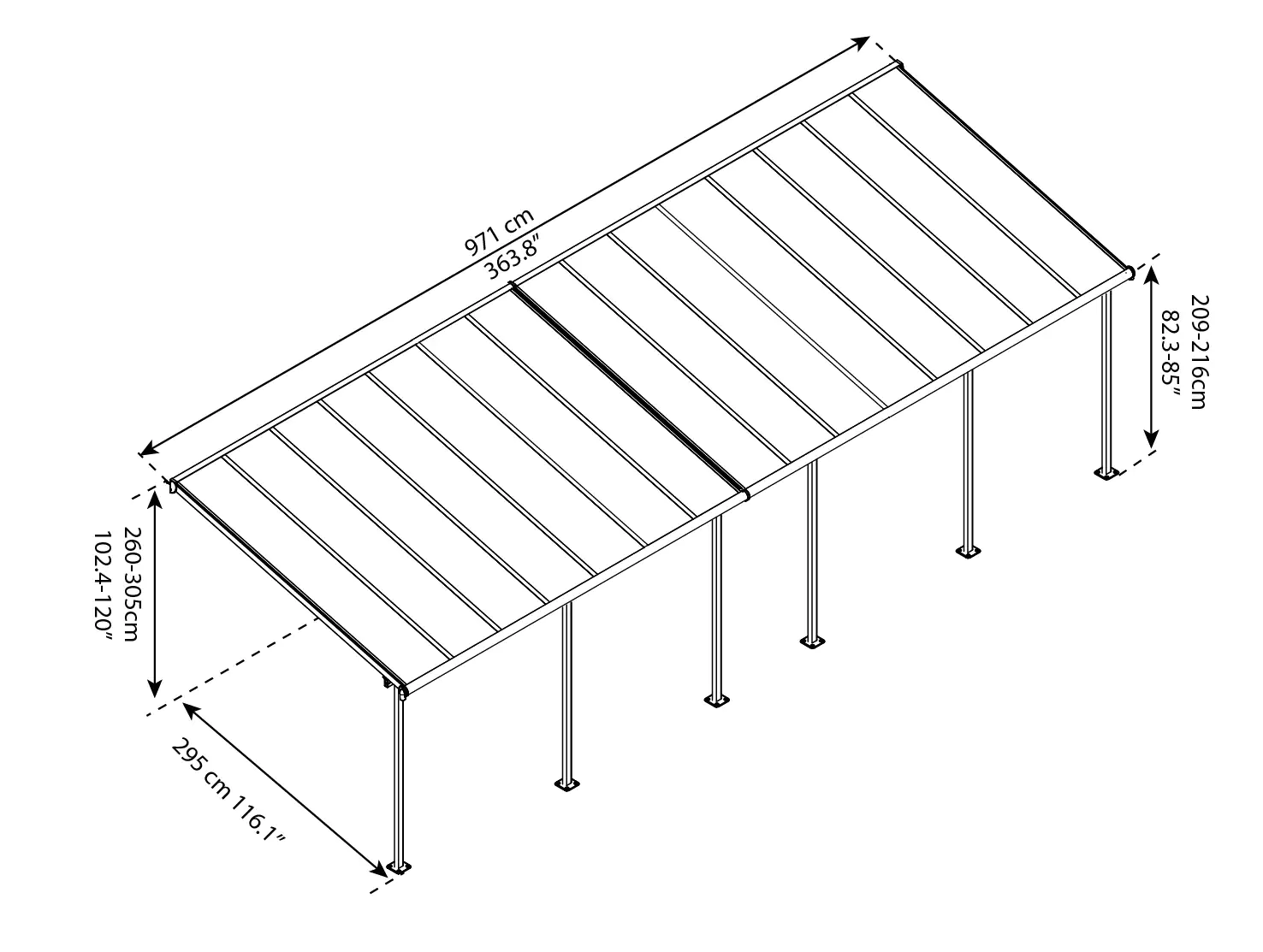 Canopia Terrassenüberdachung Capri 300 x 971 cm