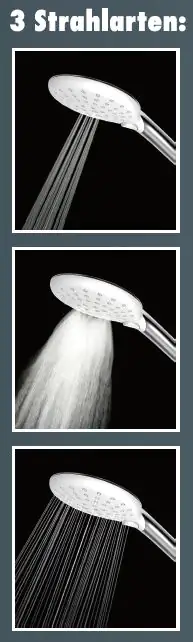 Primaster Handbrause 3 Strahlarten Water Flow quadratisch weiß mit Wasserspareinsatz