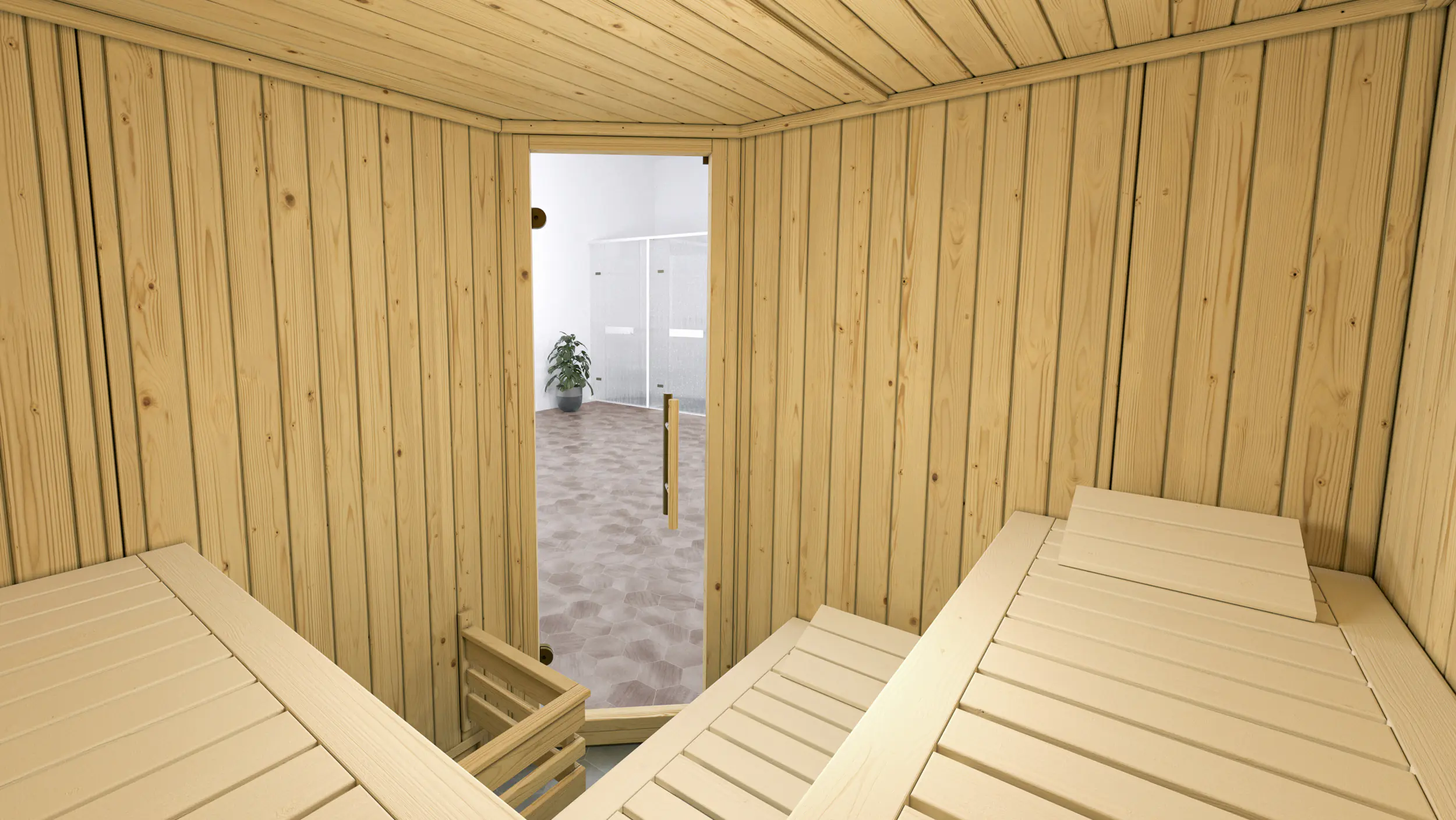 Weka Sauna Varberg 3 mit Glastür 2,73 m² + 7,5 kW Ofen