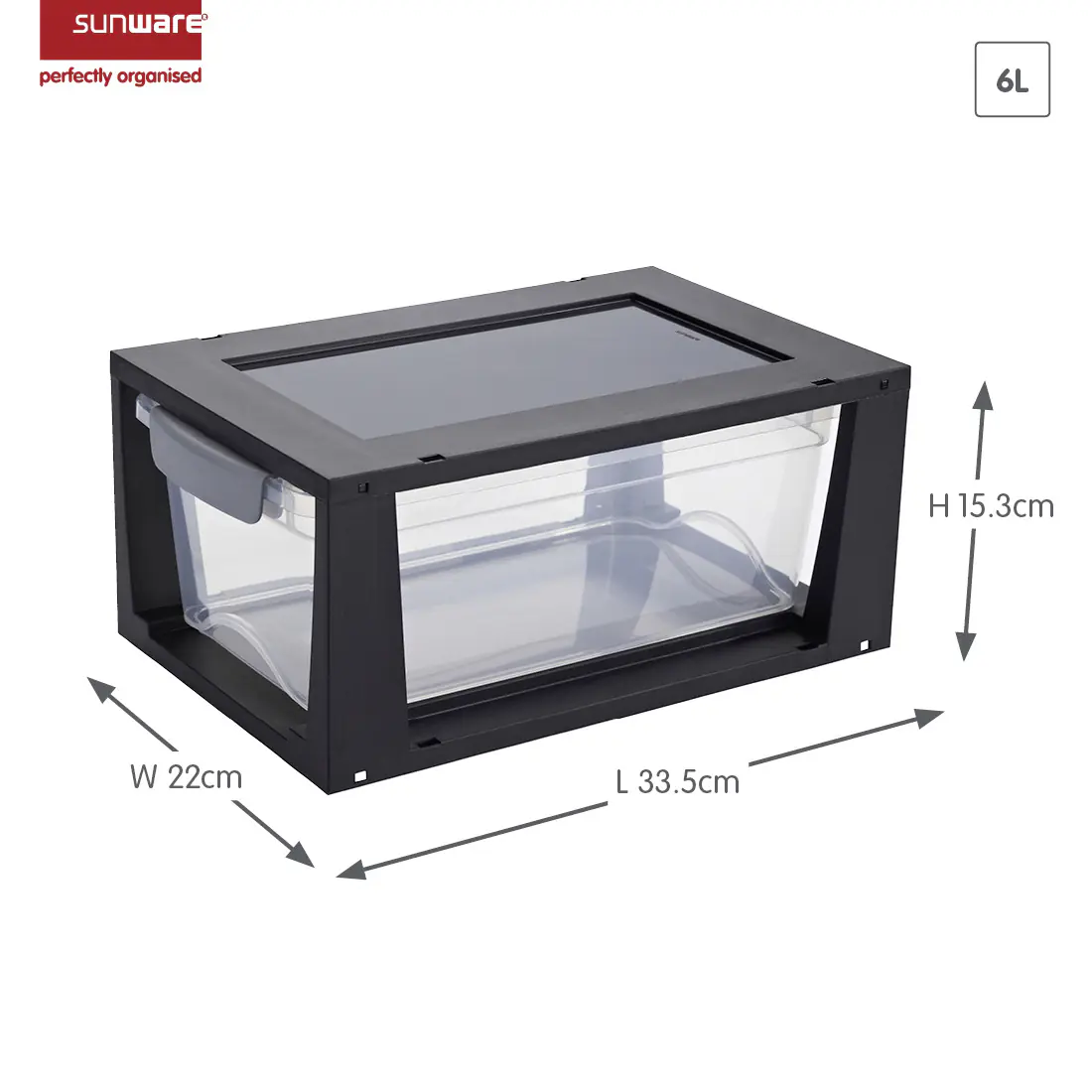 Sunware Omega Drawer unit 6L transparent schwarz