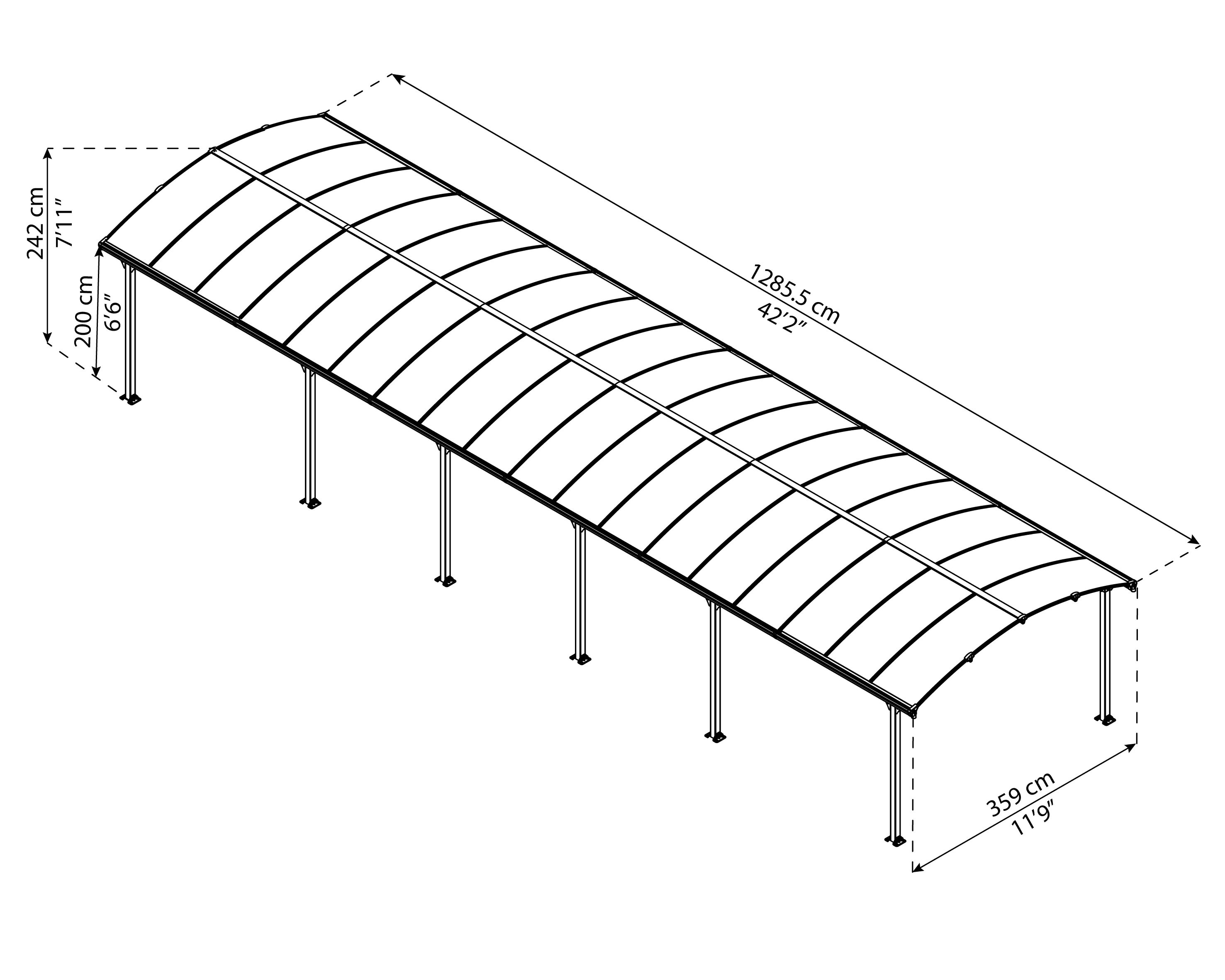 Canopia Carport Arcadia Alpine 12700 1290 x 359 x 307 cm