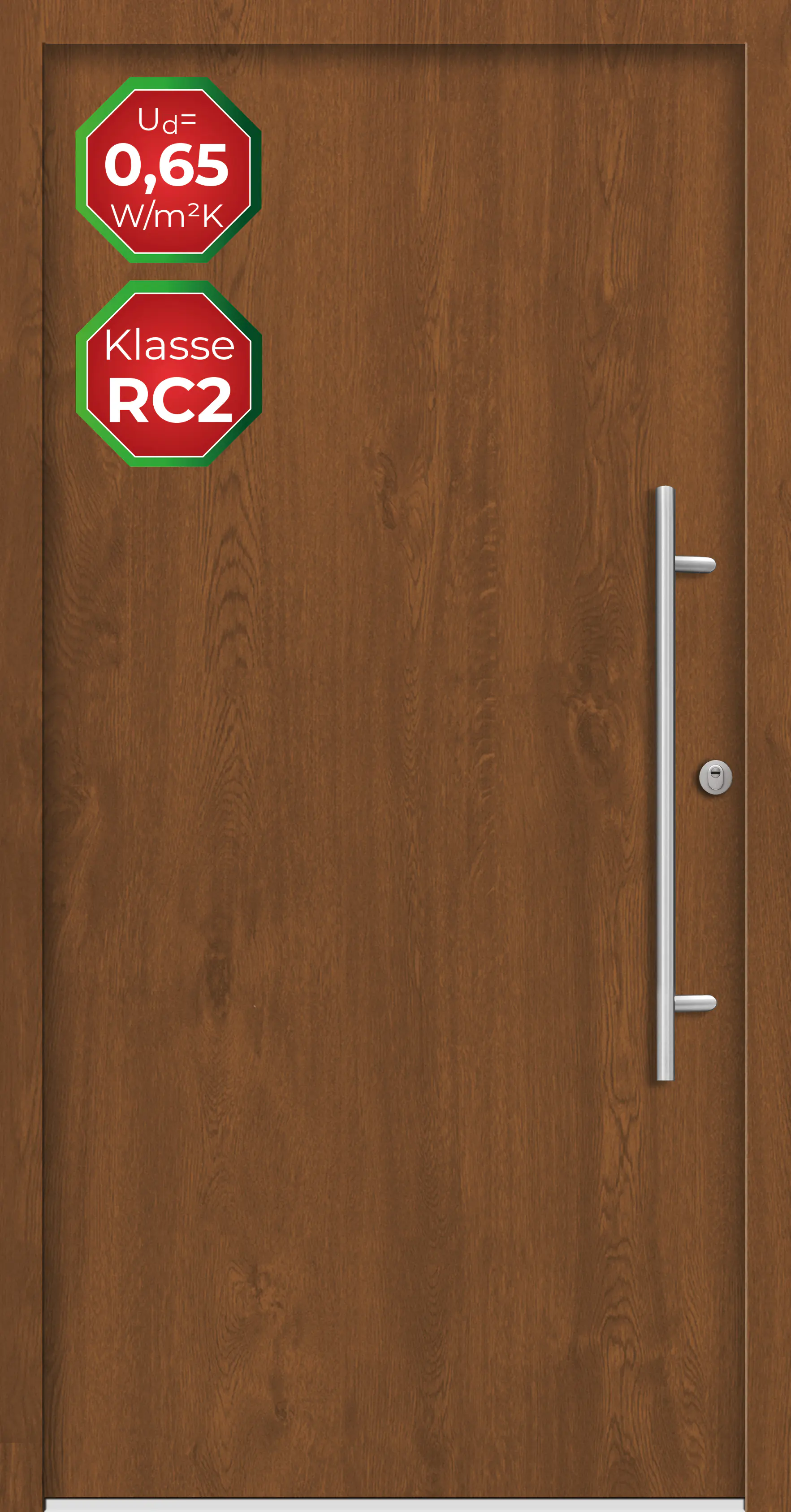 Splendoor Haustür Passivedoor Premium B05 RC2 Golden Oak DIN Rechts 110 x 210 cm