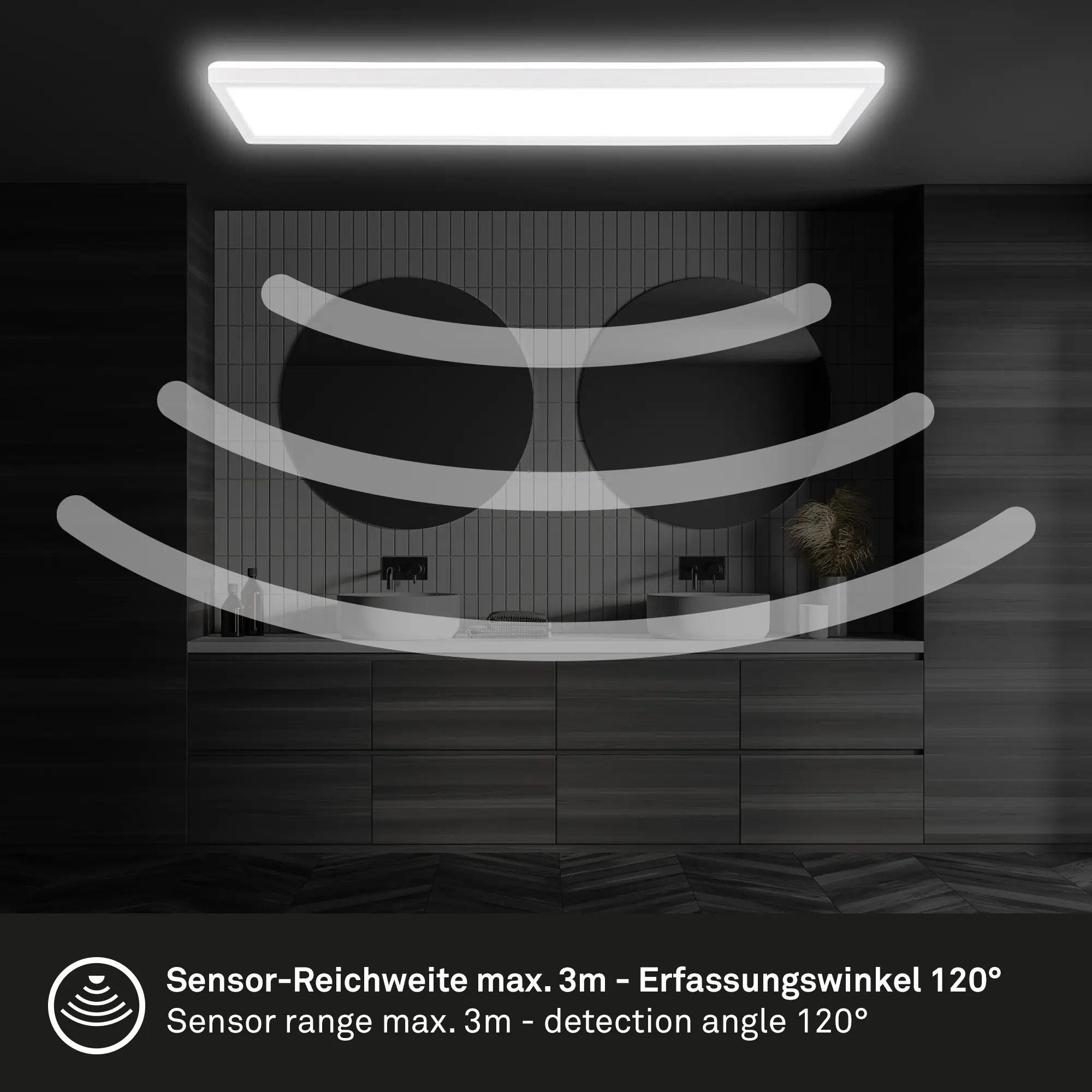 Briloner LED Panel Move 22W weiß 58x20x3 cm Bewegungssensor neutralweiß