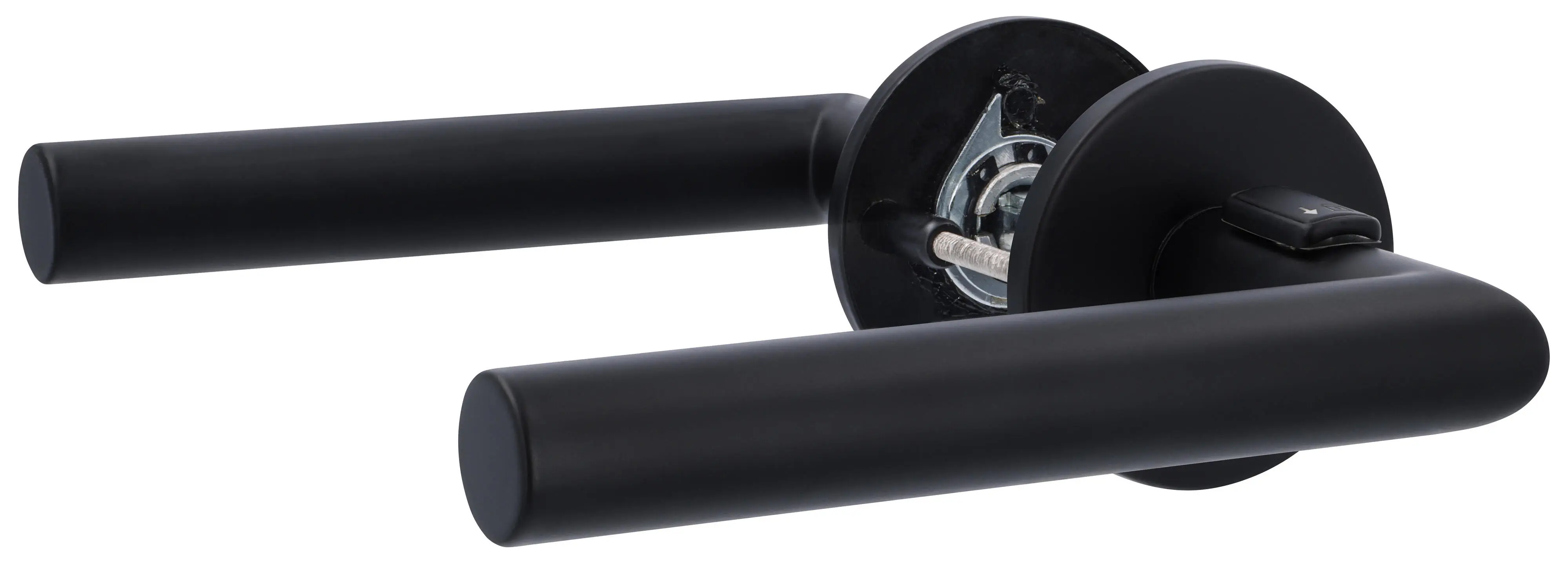 Alpertec WC-Türgriff-Garnitur Rosette Push4Lock Edelstahl lackiert schwarz matt Ø 55 mm links