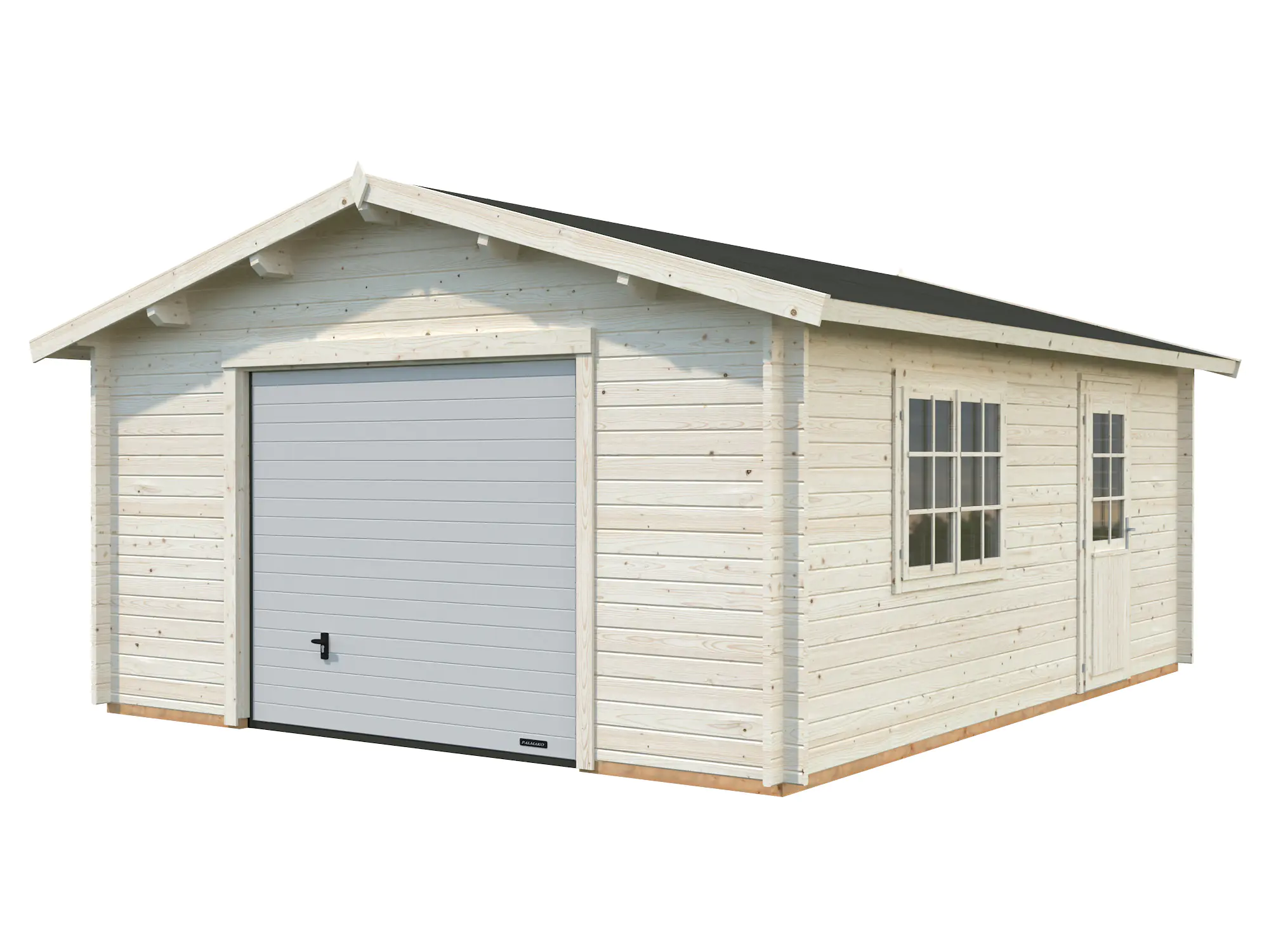Palmako Fertiggarage Roger 450 x 550 cm mit Sektionaltor naturbelassen