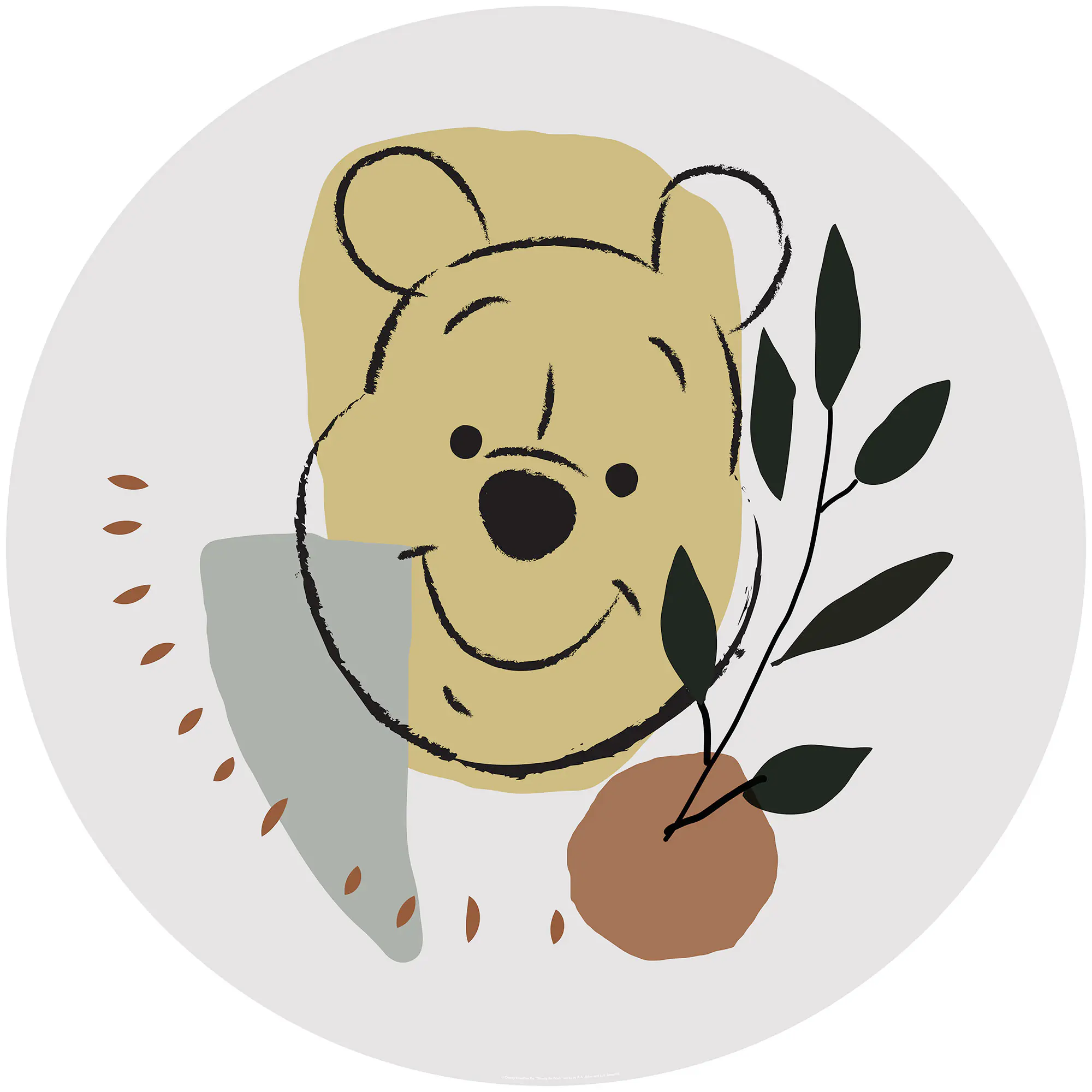 Komar Vlies Fototapete Dot Winnie Pooh Smile Ø 128 cm, selbstklebend