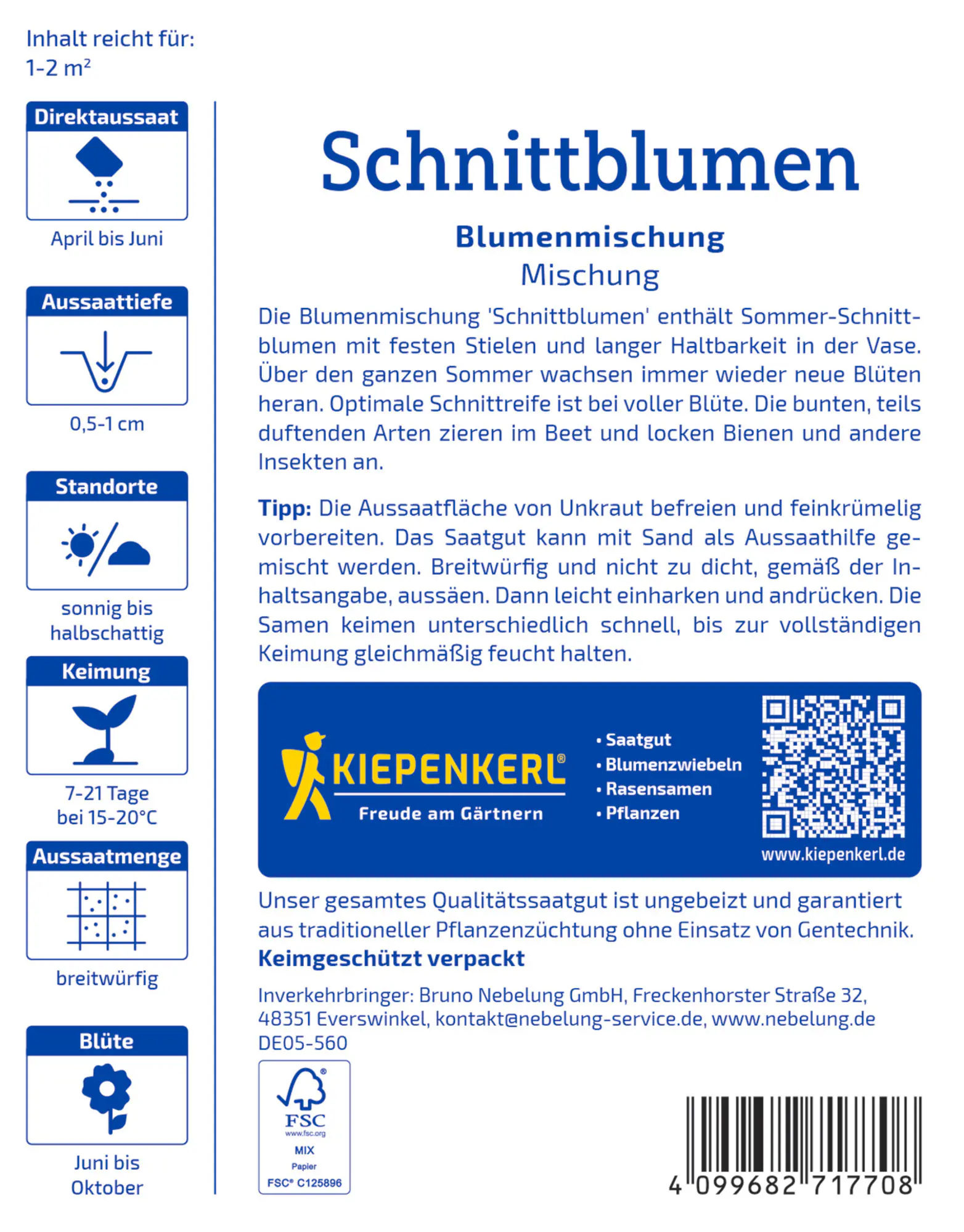 Kiepenkerl Saatgut Blumen-Mischung Schnittblumen für ca. 1-2 m²