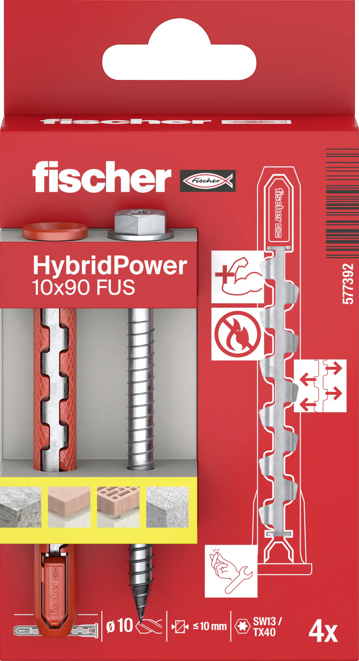 Fischer Dübel HybridPower Fus K 10 x 90 mm - 4 Stück