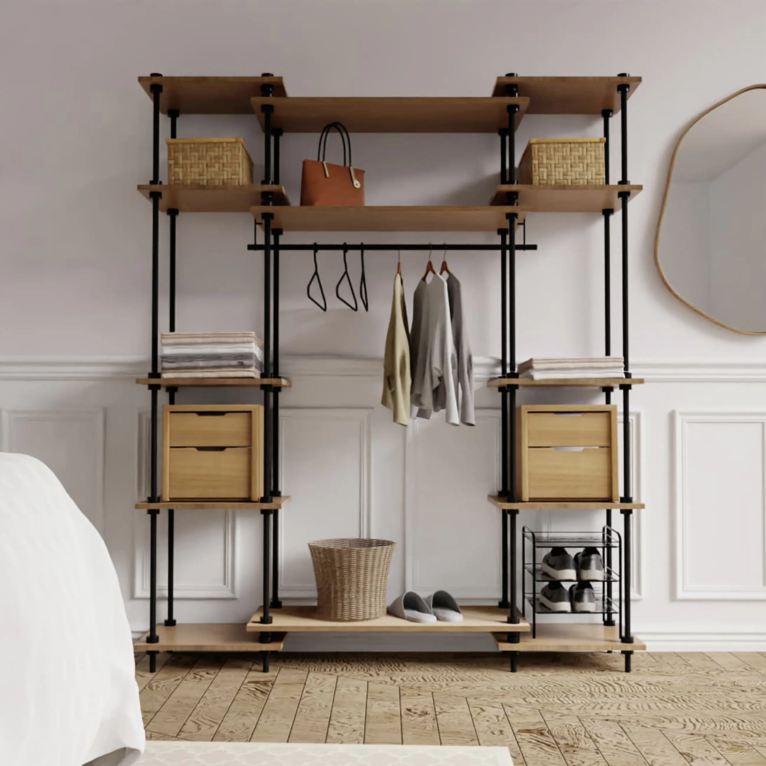 Ar Shelving Garderobe Deco Set S 185 x 151 cm Eiche anthrazit