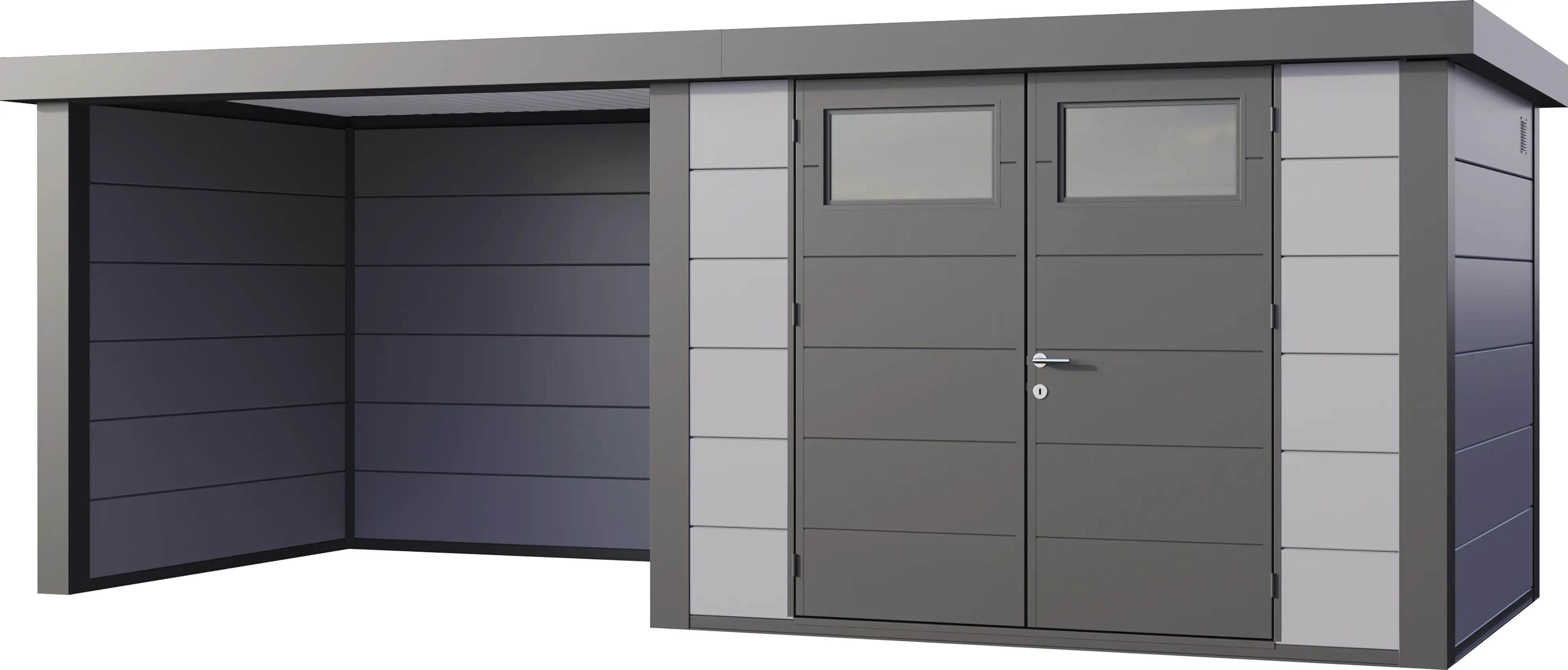 Telluria Gerätehaus Classico Lounge S 3024 links lichtgrau 582 x 238 cm
