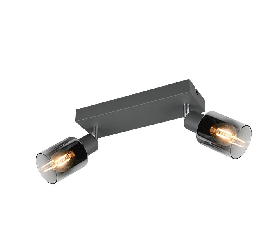 Reality Deckenstrahler 2er Spot Cadiz E14  schwarz Metall Glas