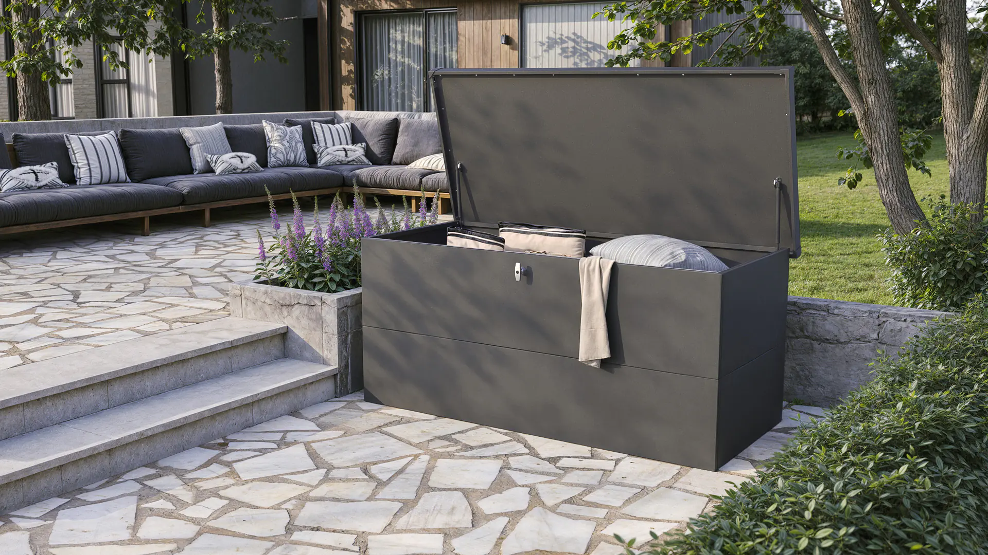 Telluria Auflagenbox Nevio 160 granitgrau 165 x 85 cm