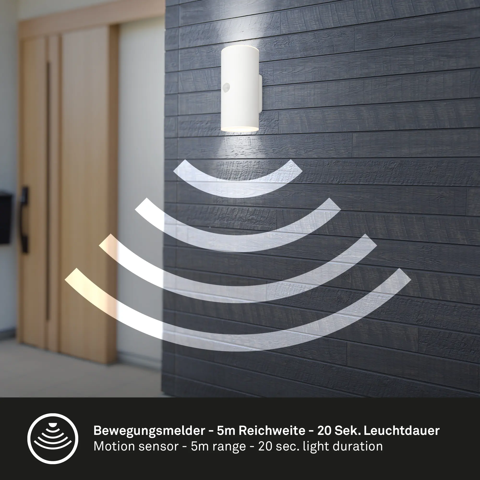 Briloner LED Akku-Außenwandleuchte Lima 6W weiß Bewegungssensor warmweiß