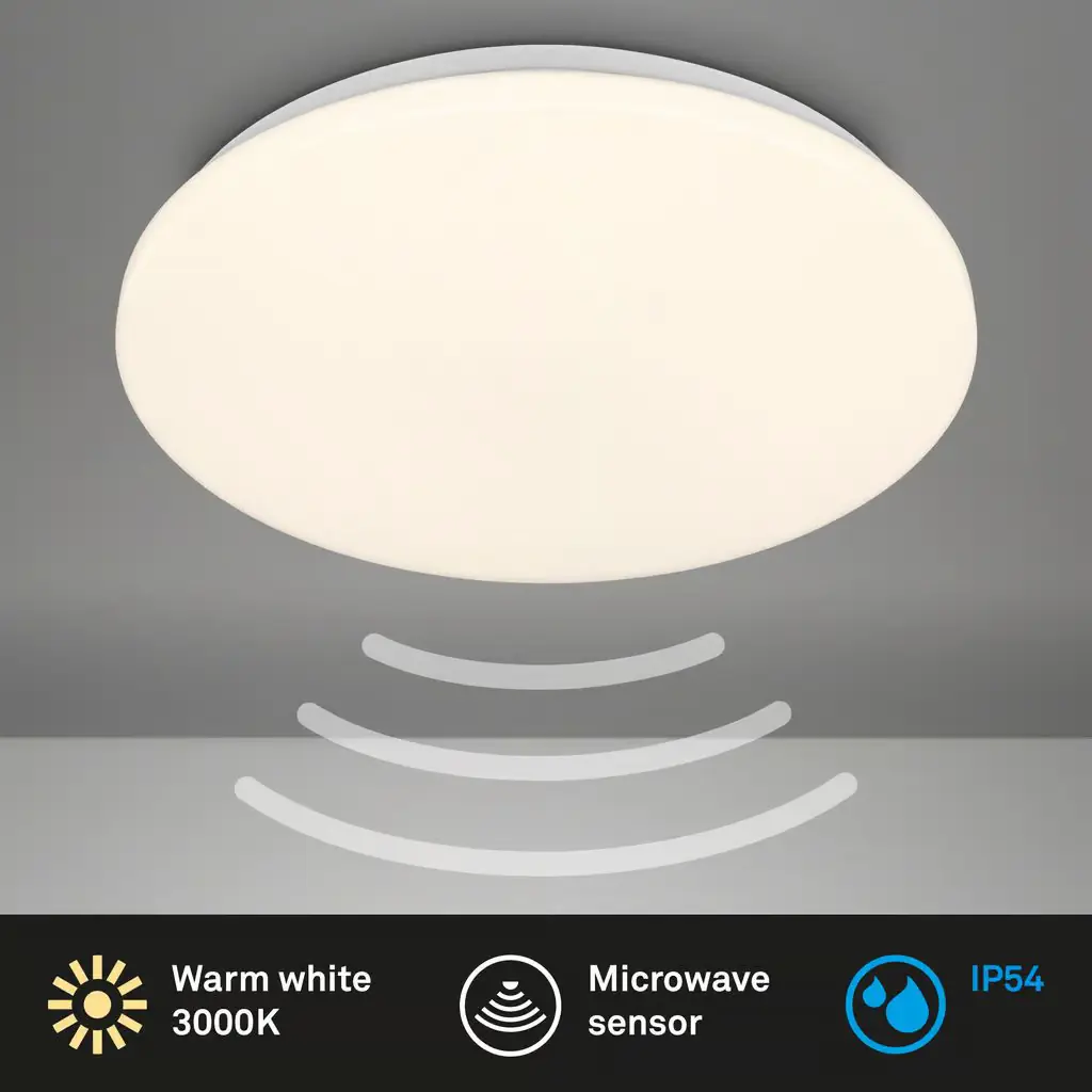 Briloner LED-Deckenleuchte Walk mit Bewegungsmelder Ø 35 x 5,5 cm warmweiß weiß