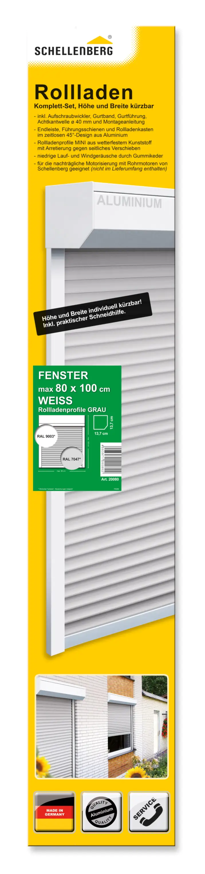 Schellenberg SB-Vorbau-Rollladen 80 x 100 cm,45° Kasten weiß