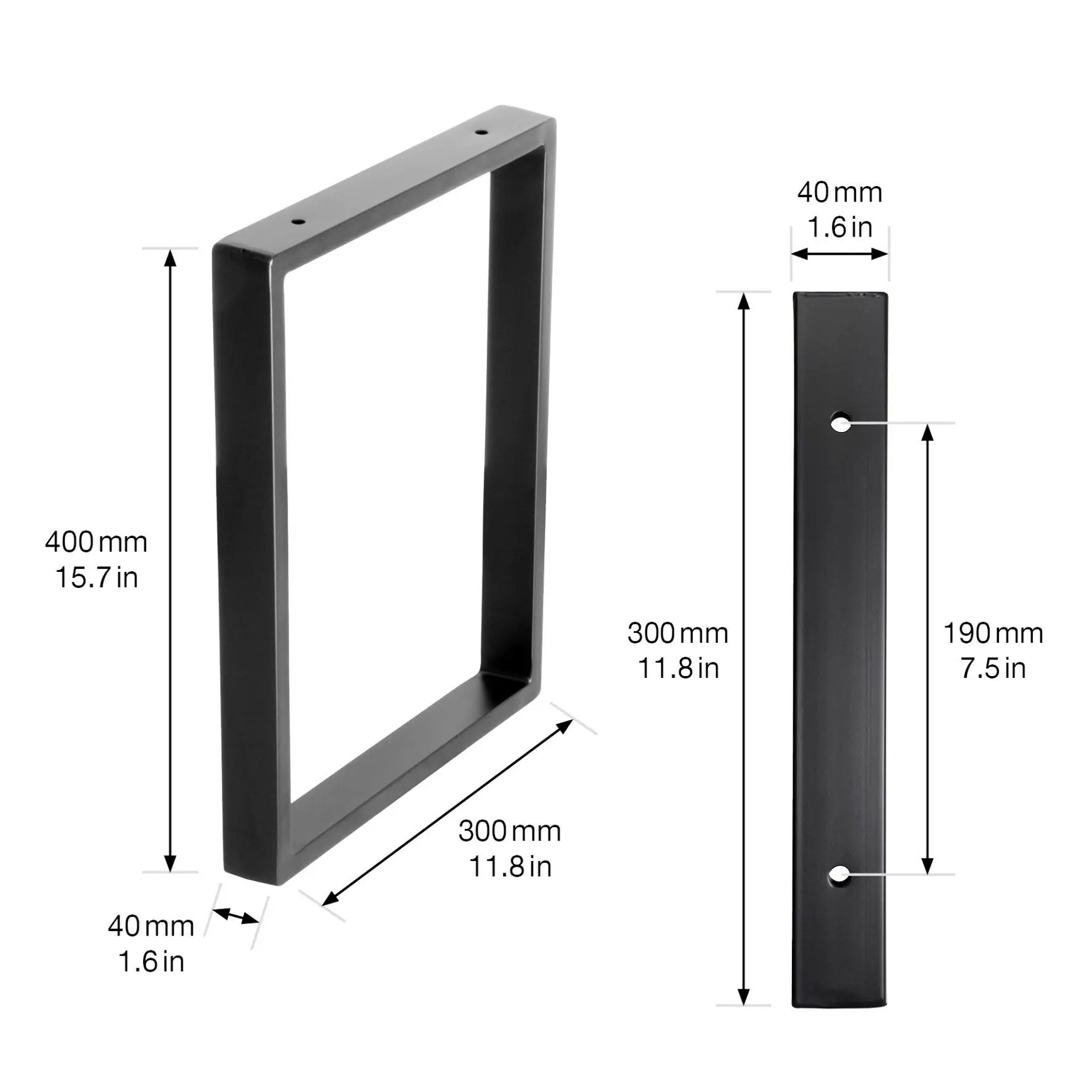 Wagner Möbelfuß Stahl 40 x 30 cm schwarz - 1 Stück