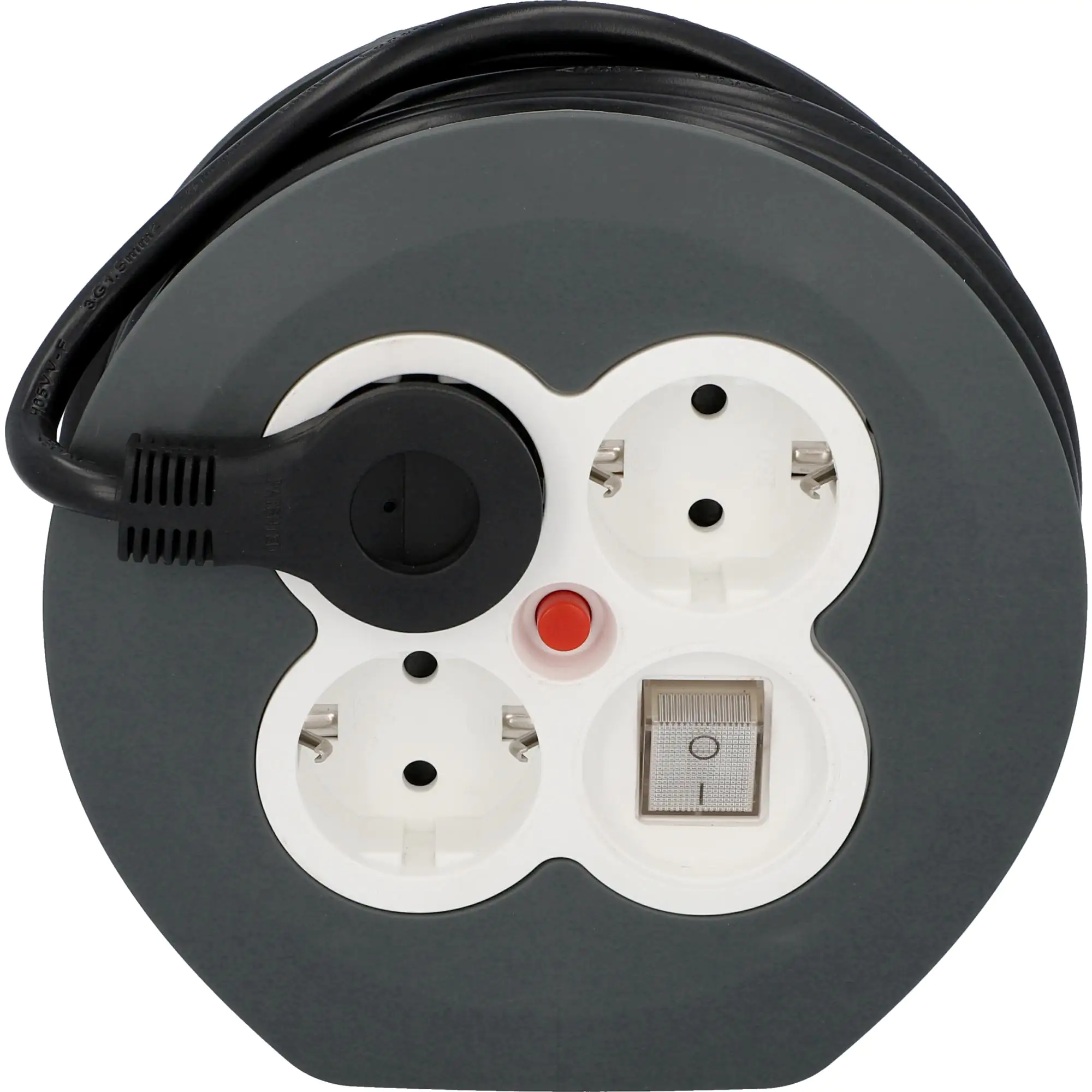 Kabeltrommel Innen 7m HO5VV-F3G1,5, schwarz, 3x Stecker