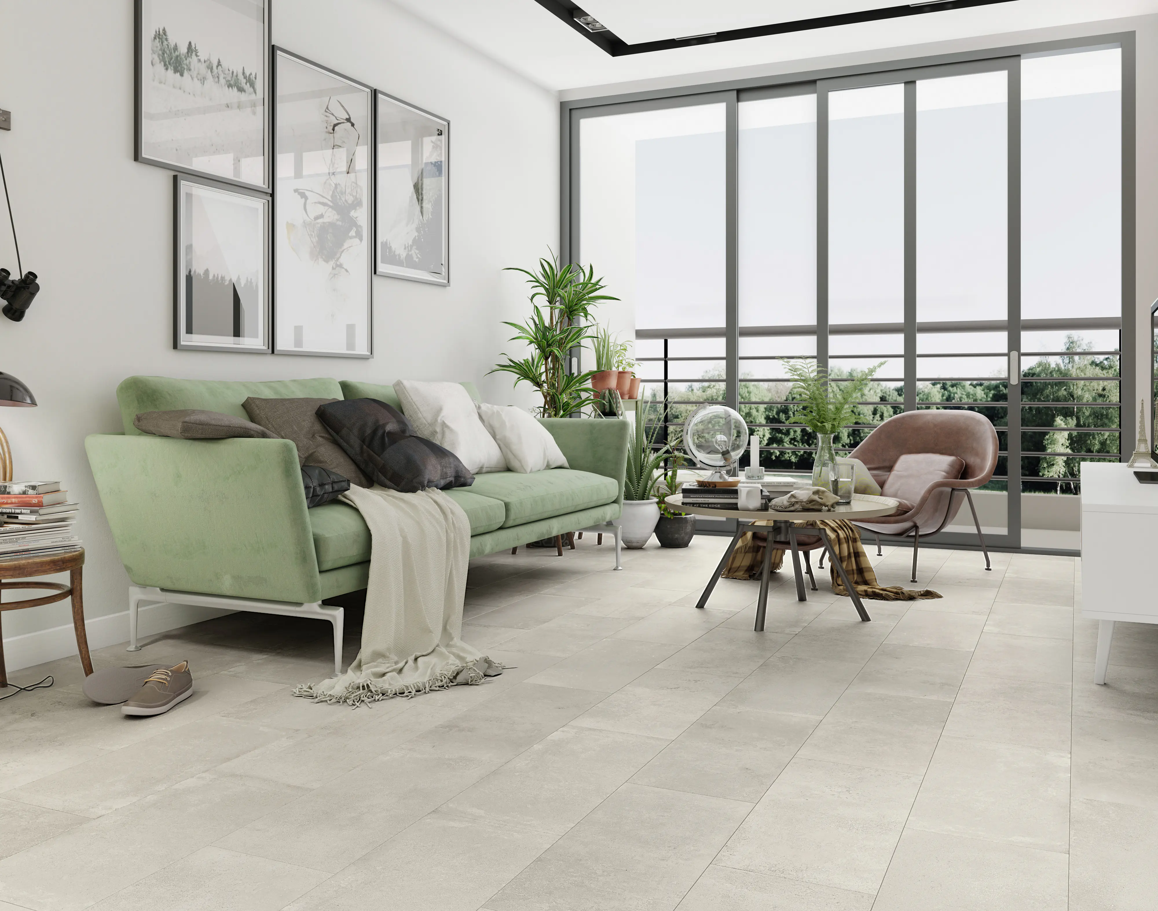 Classen Visiogrande Laminat Fliese Megaloc Aquaprotect 60,4 x 28 cm Zementestrich beige