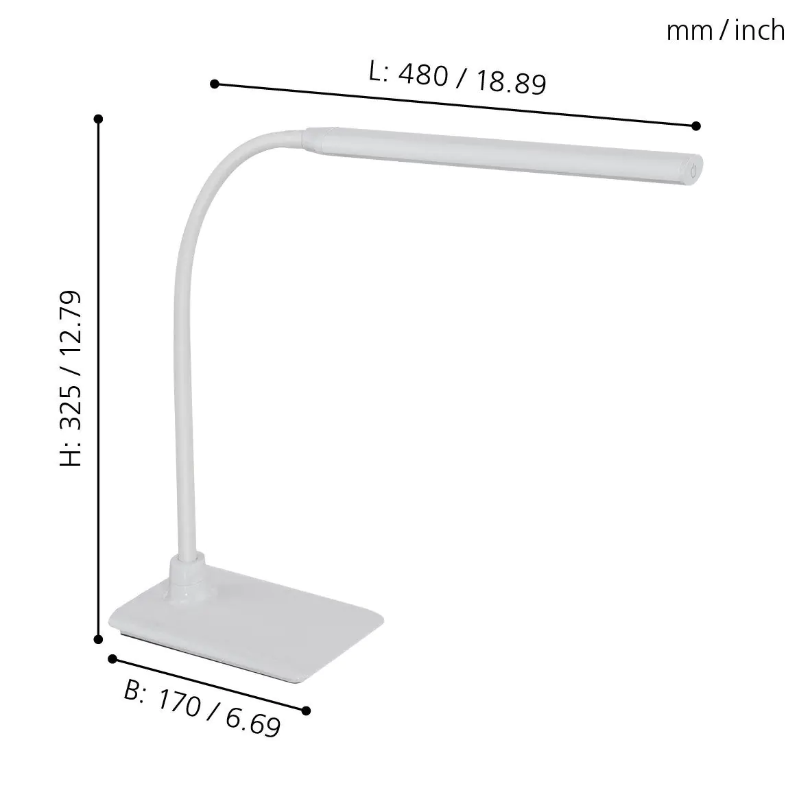 Eglo LED Tischleuchte Laroa weiß 32,5 x 12 cm dimmbar, neutralweiß