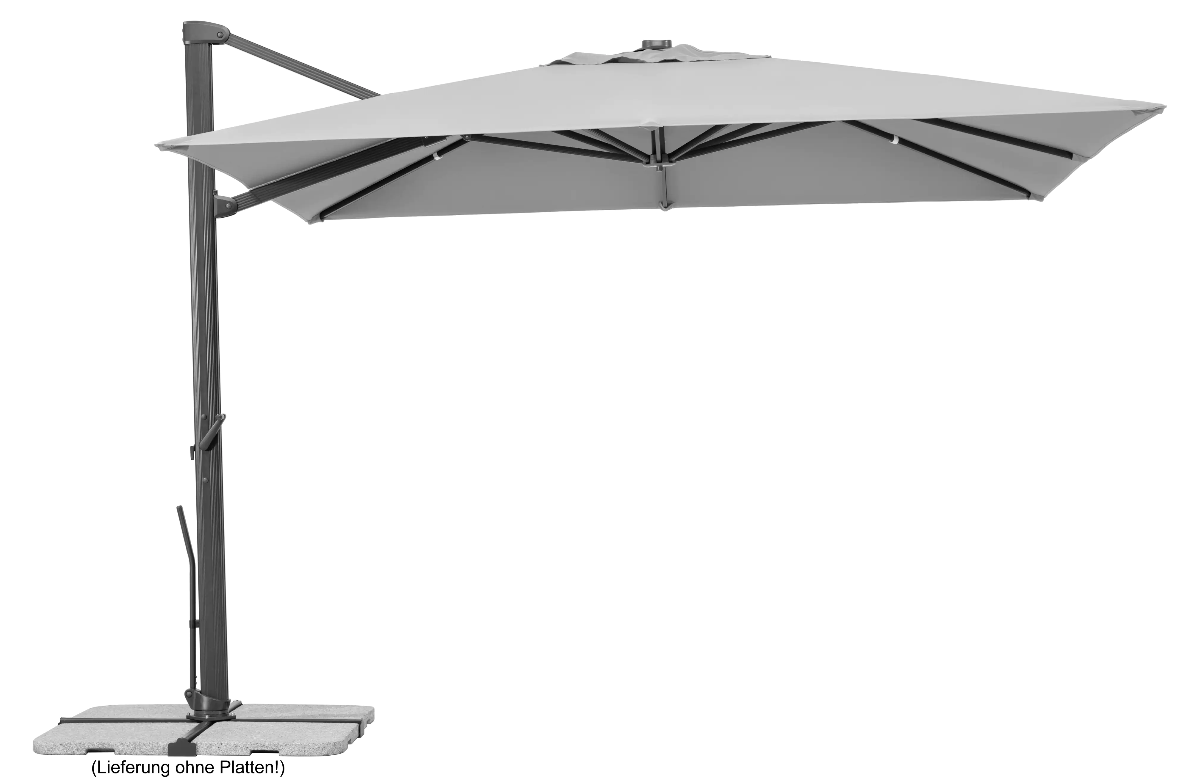 Schneider Ampelschirm Rhodos Smart silbergrau 300 x 300 cm inkl. Sonnenschirmhülle