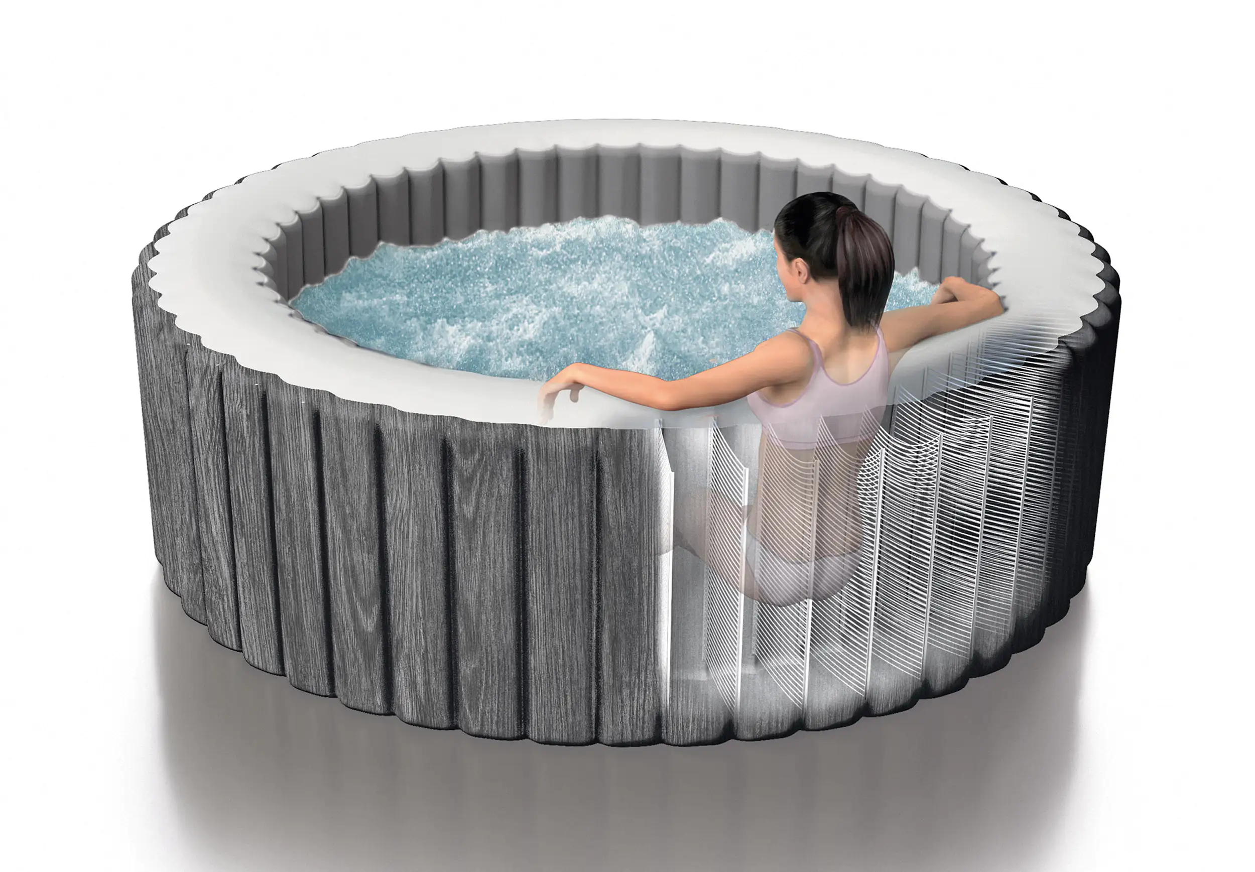 Intex Whirlpool PureSPA Bubble Massage Greywood Deluxe grau, Ø 216 x 71 cm