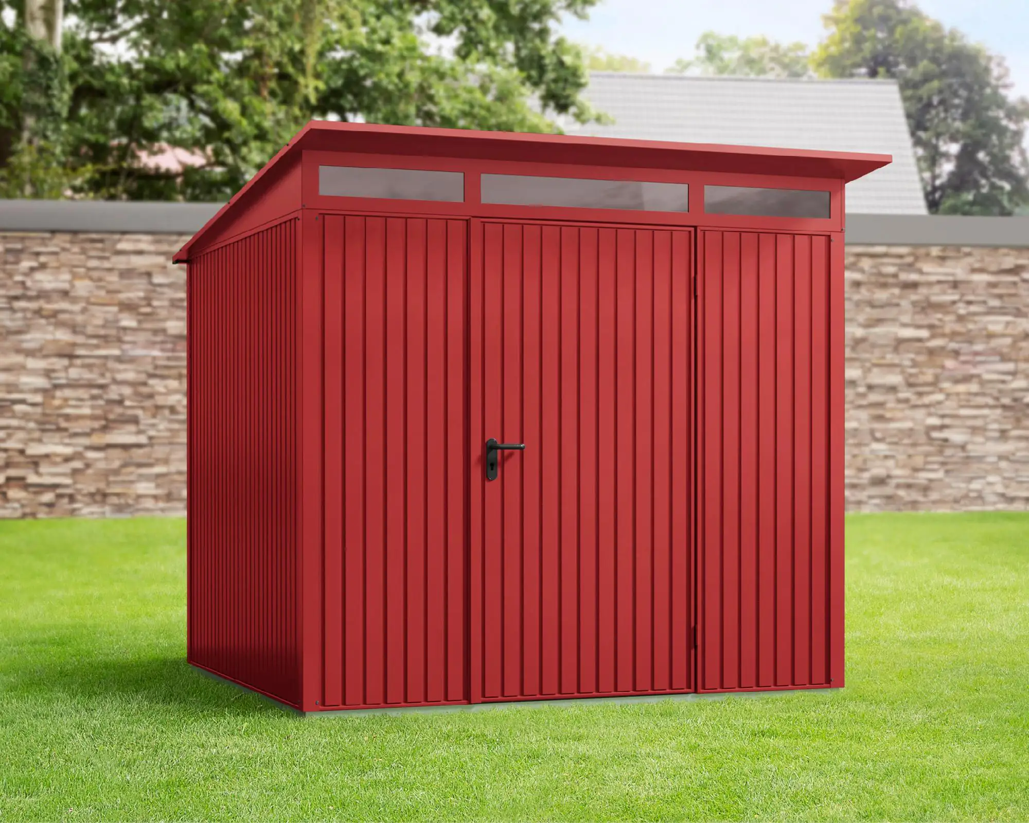 EcoStar Gerätehaus Trend-P Typ 2 purpurrot 247,9 x 283,4 x 232,3 cm