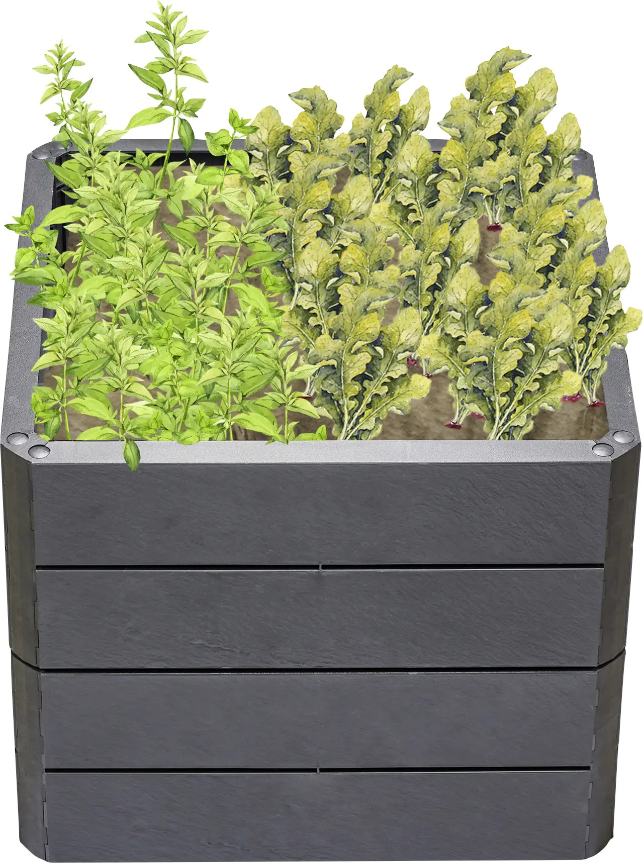 Garantia Hochbeet Ergo Quadro S 50 60 x 60 x 50 cm, stone, Wassersystem