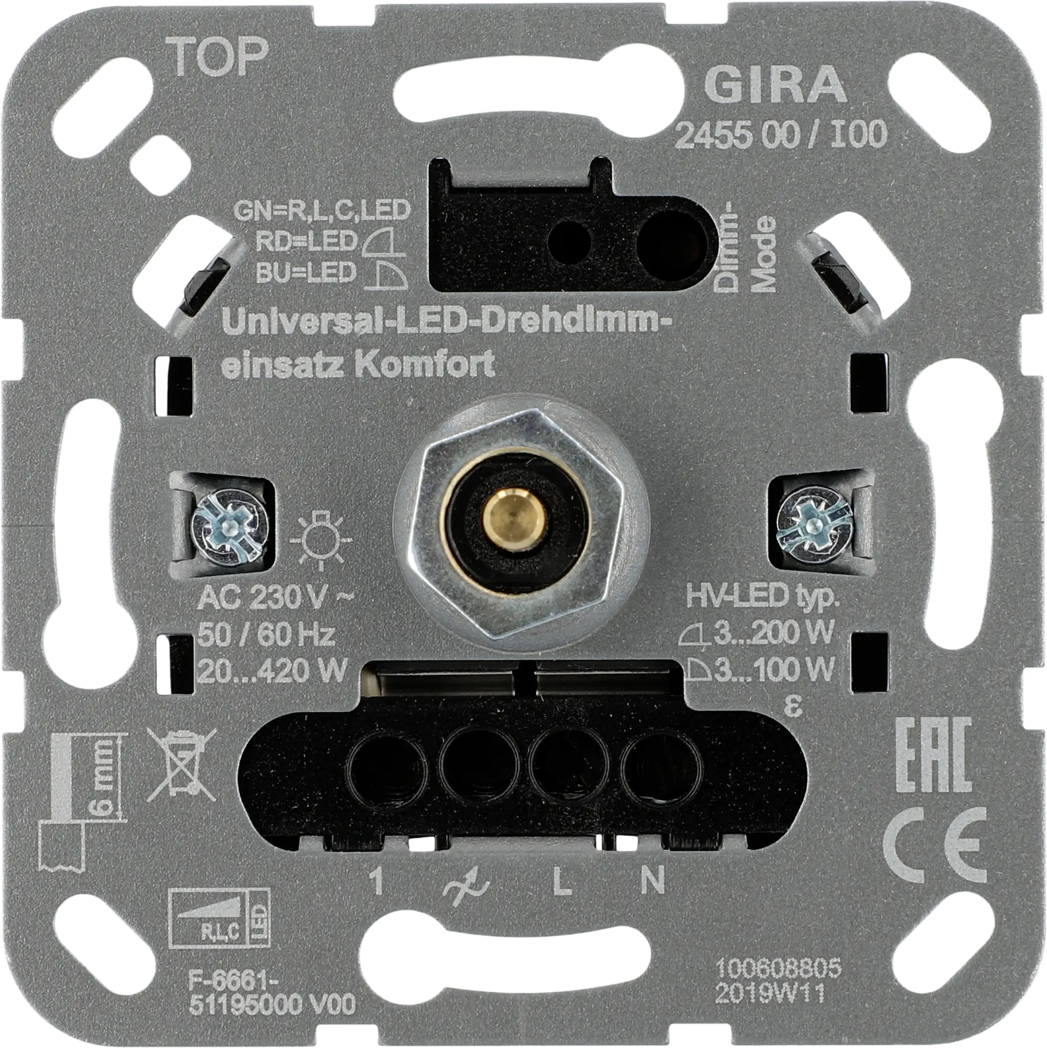 Gira Universal LED Dimmer Dreh-Ausschalter, 245500