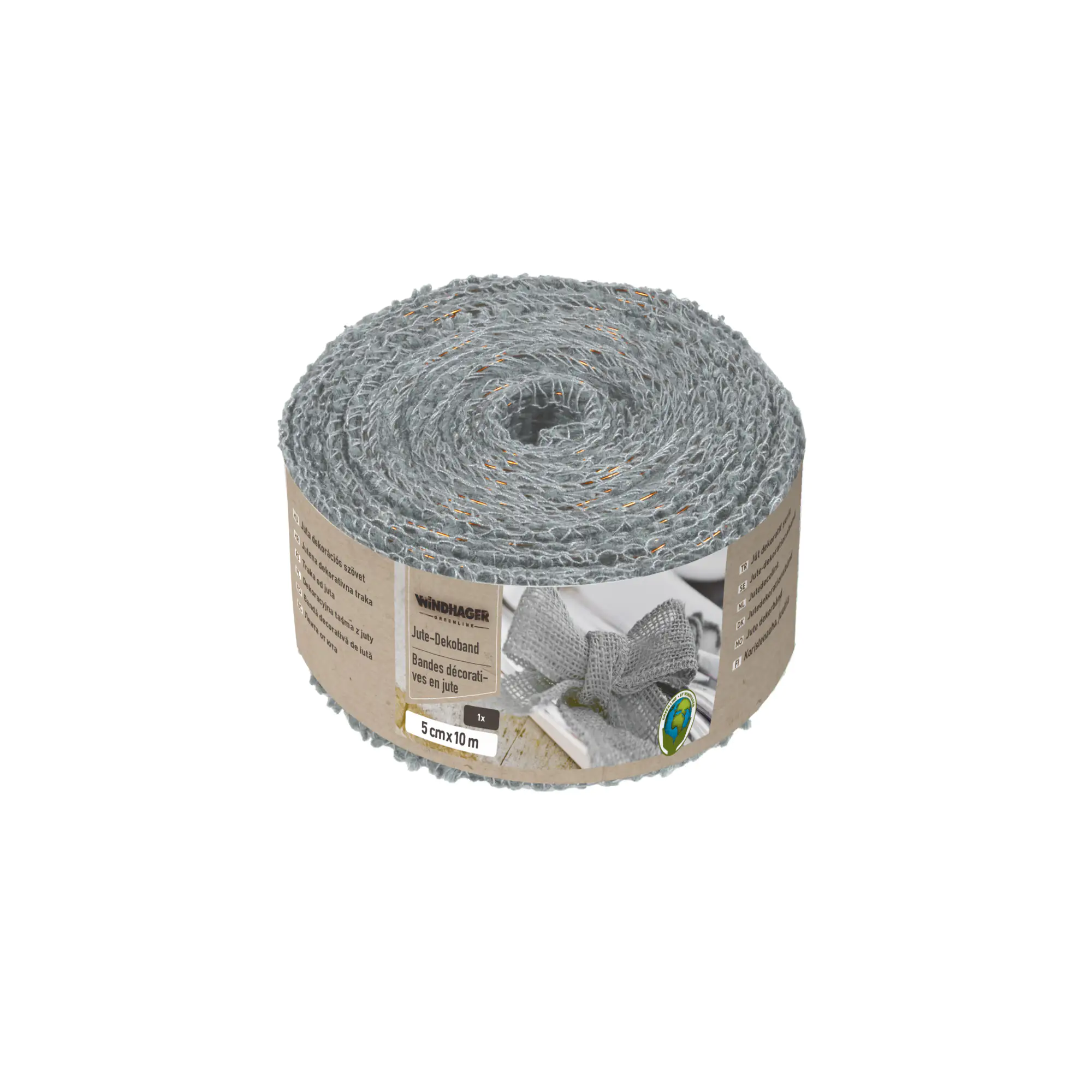Windhager Jute Deko Band 5 cm x 10 m, grau