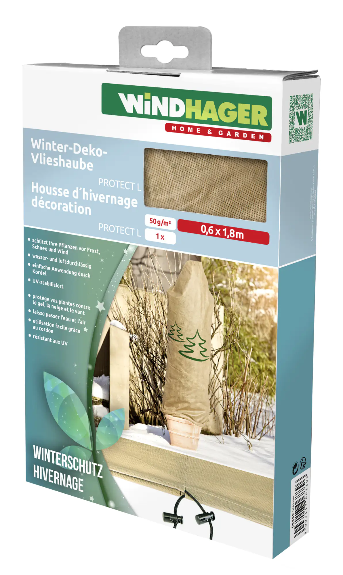 windhager Deko-Haube Protect L 0,6 x 1,8 m, beige mit Tannenmotiv