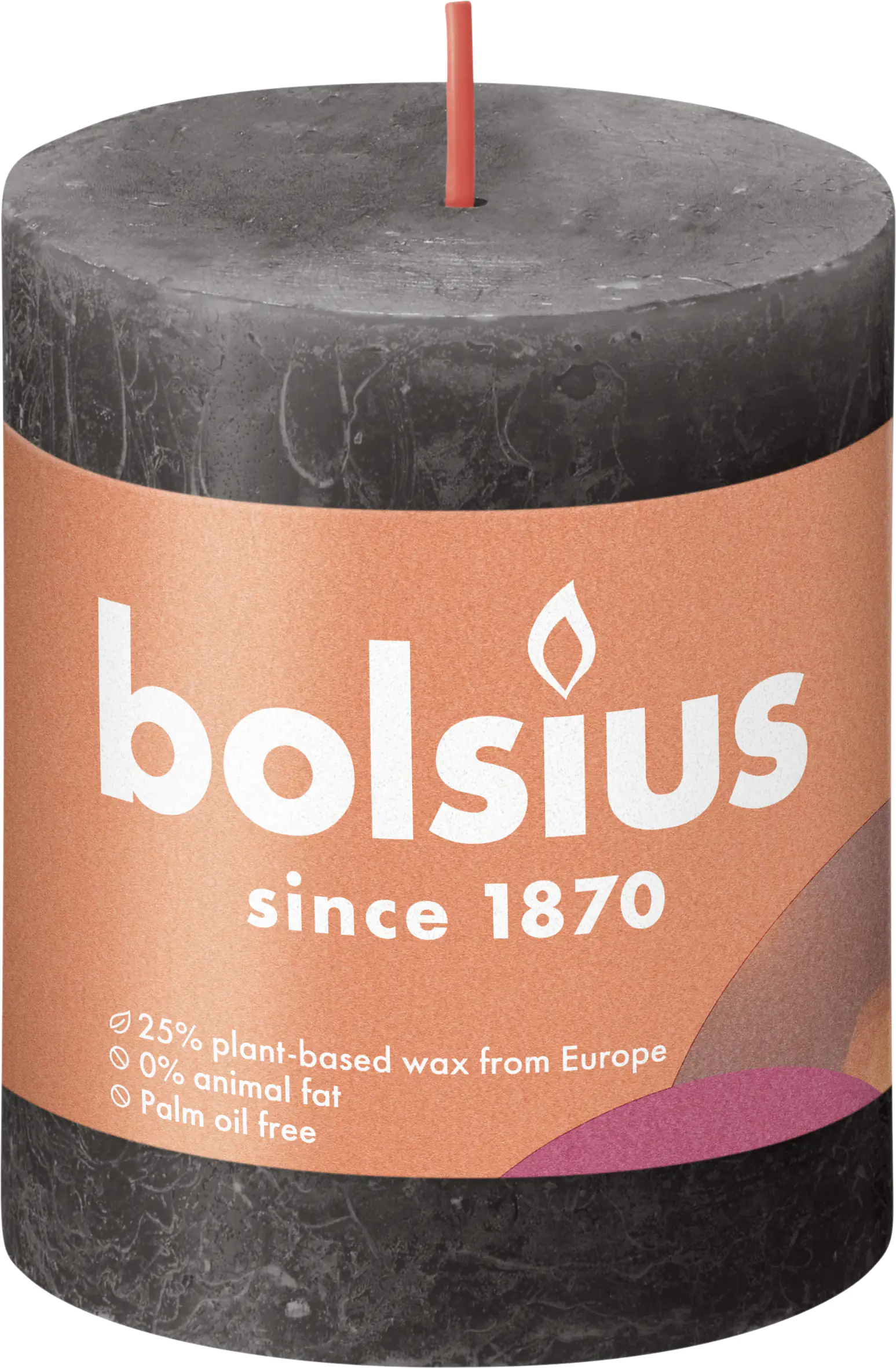 Bolsius Rustik Stumpenkerze stürmisches grau, Höhe: 8 cm, Ø 6,8 cm
