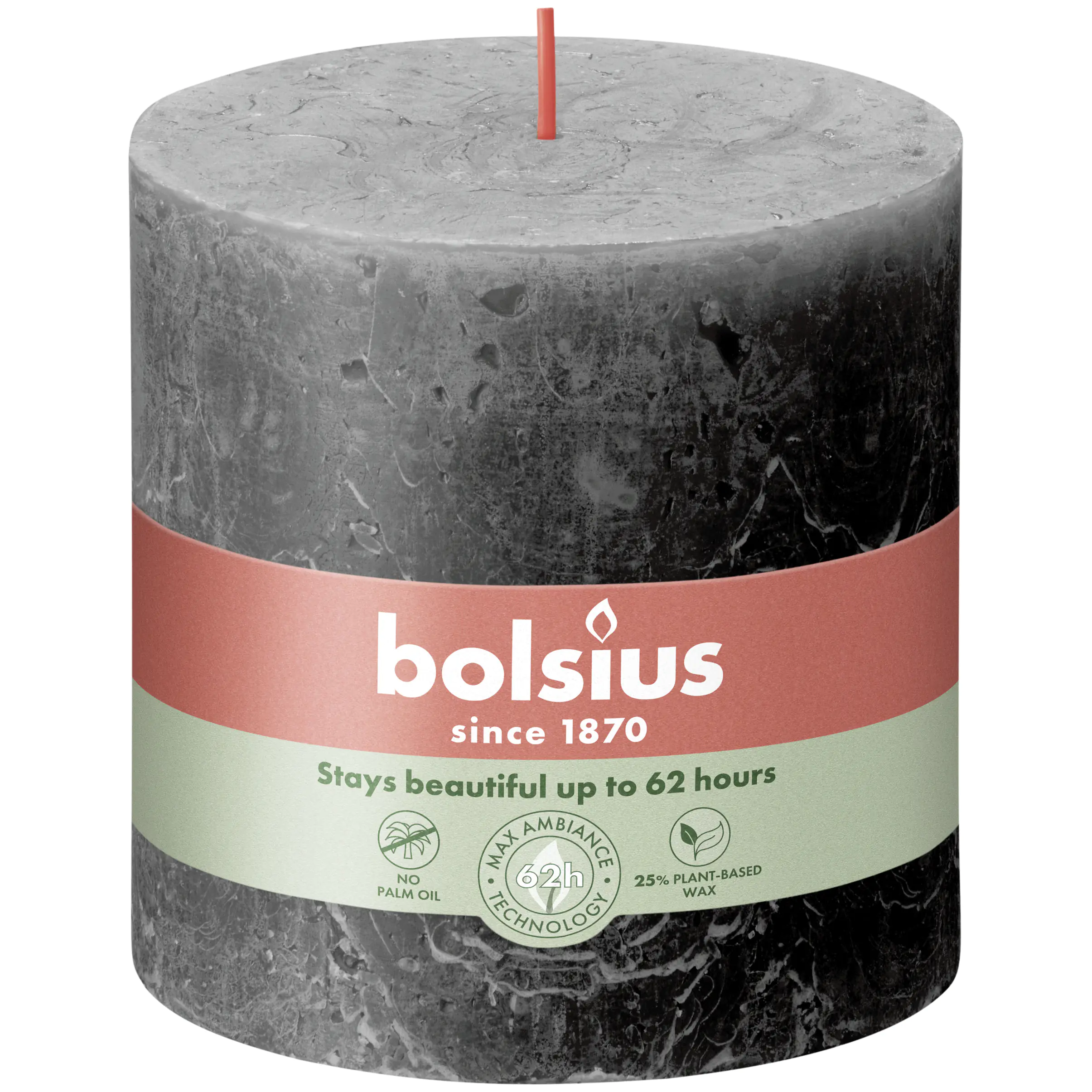 Bolsius Rustik Stumpenkerze stürmisches grau, Höhe: 10 cm, Ø 10 cm