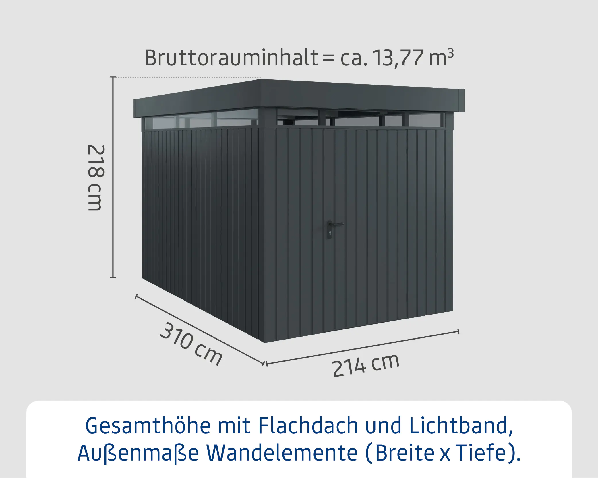 EcoStar Metallgerätehaus Euroline EFD7 LB anthrazit 214 x 310 cm 1-flg.