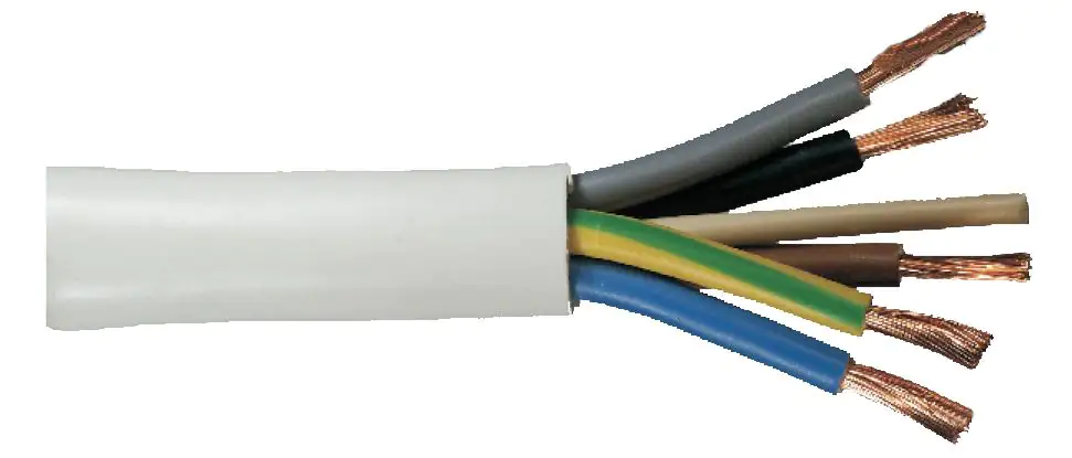Schlauchleitung H05VV-F 5 x 2,5 - 1 Meter, weiß