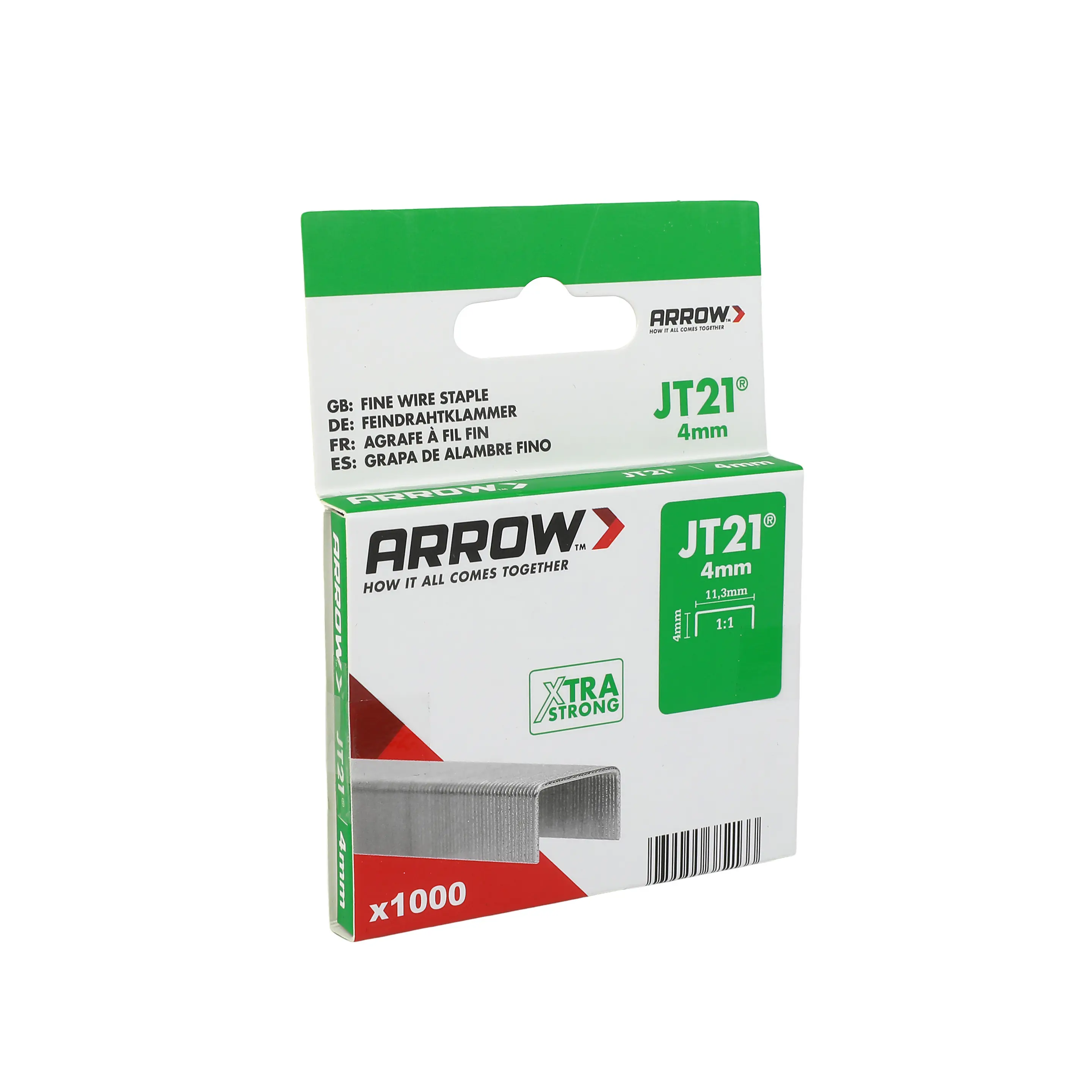 Arrow Tackerklammer Feindraht JT21 4 mm Stoff & Gewebe 1000 Stück